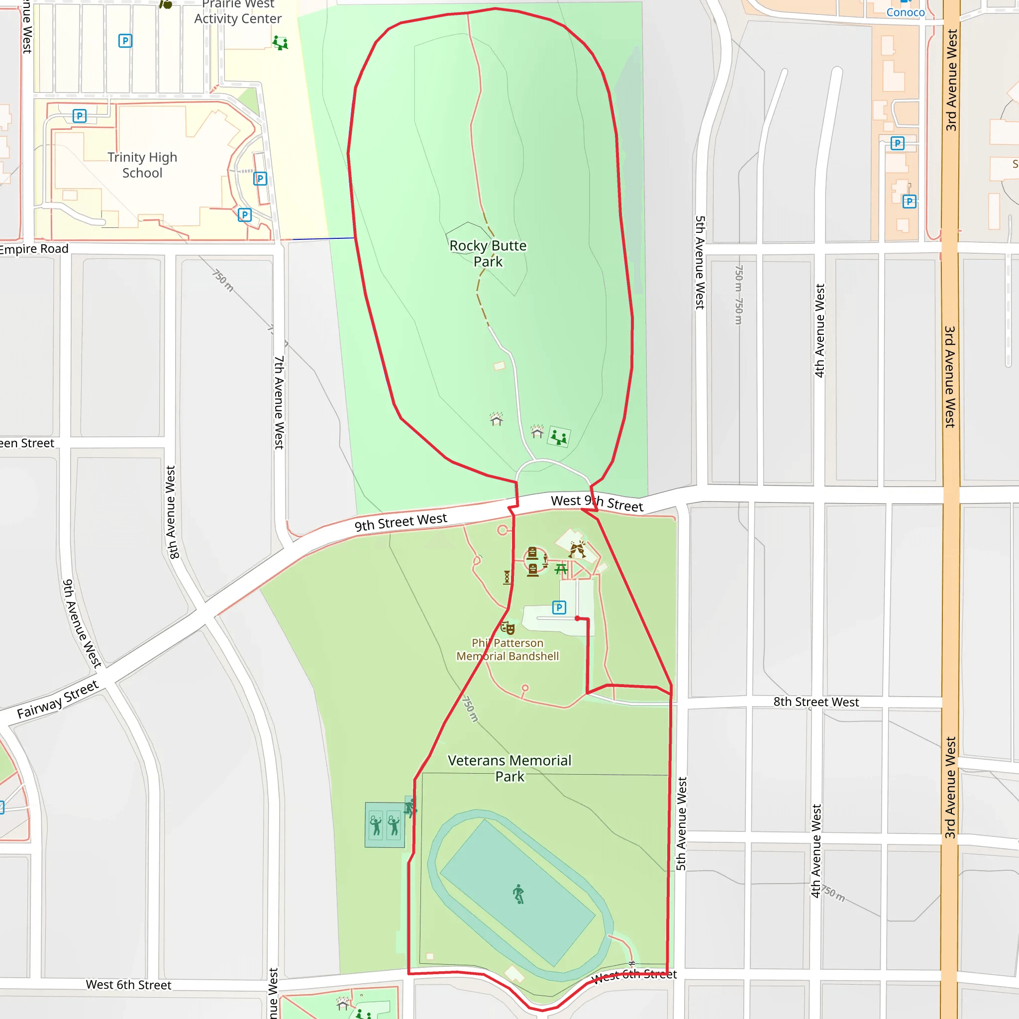 Veterans Memorial Park Loop mobile static map