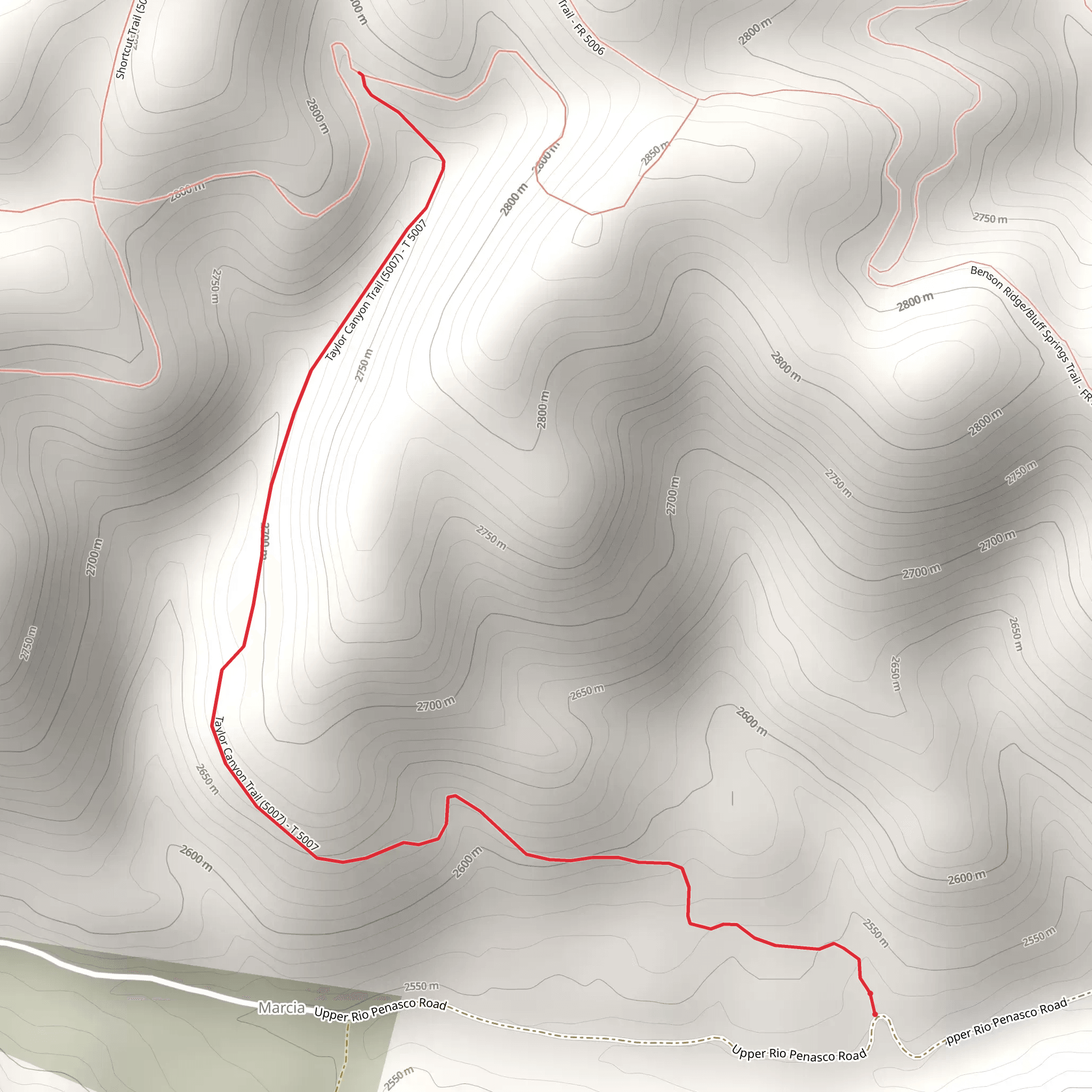 Taylor Canyon Trail mobile static map
