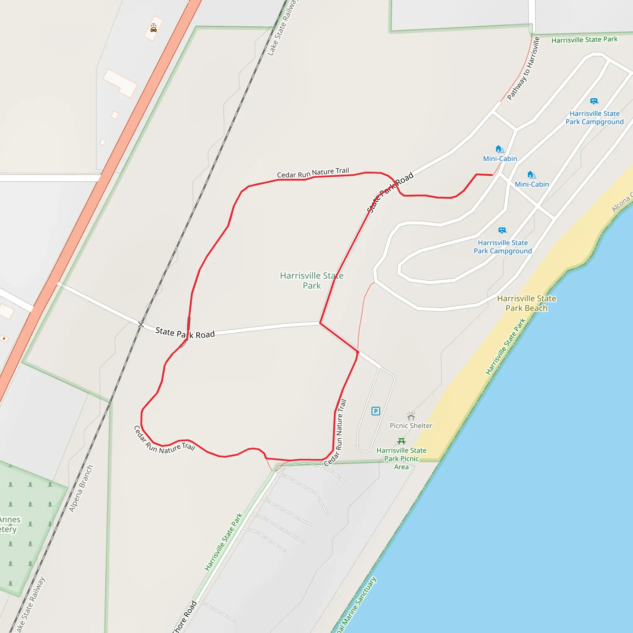 Harrisville State Park Loop mobile static map