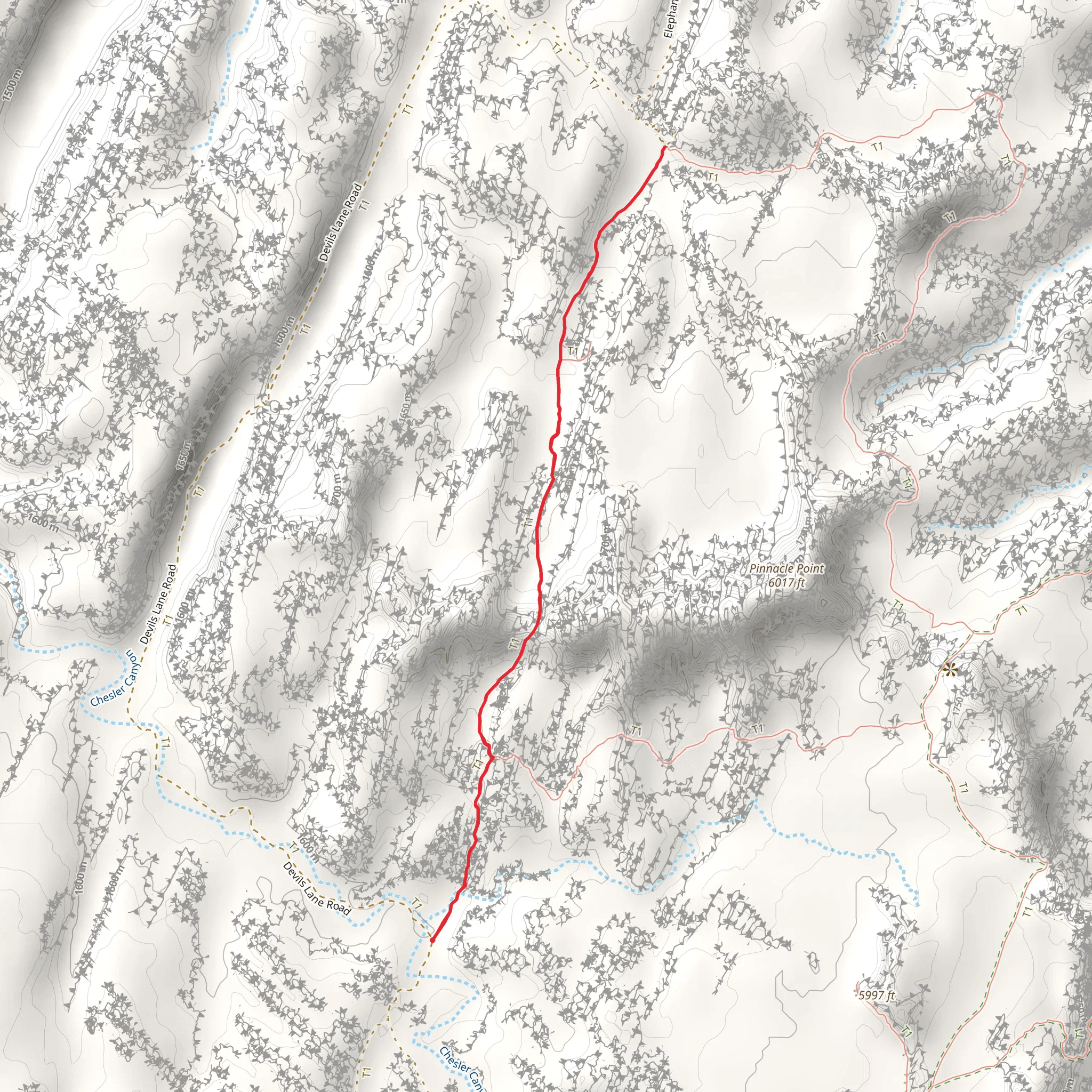 Devils Kitchen North Spur Trail mobile static map
