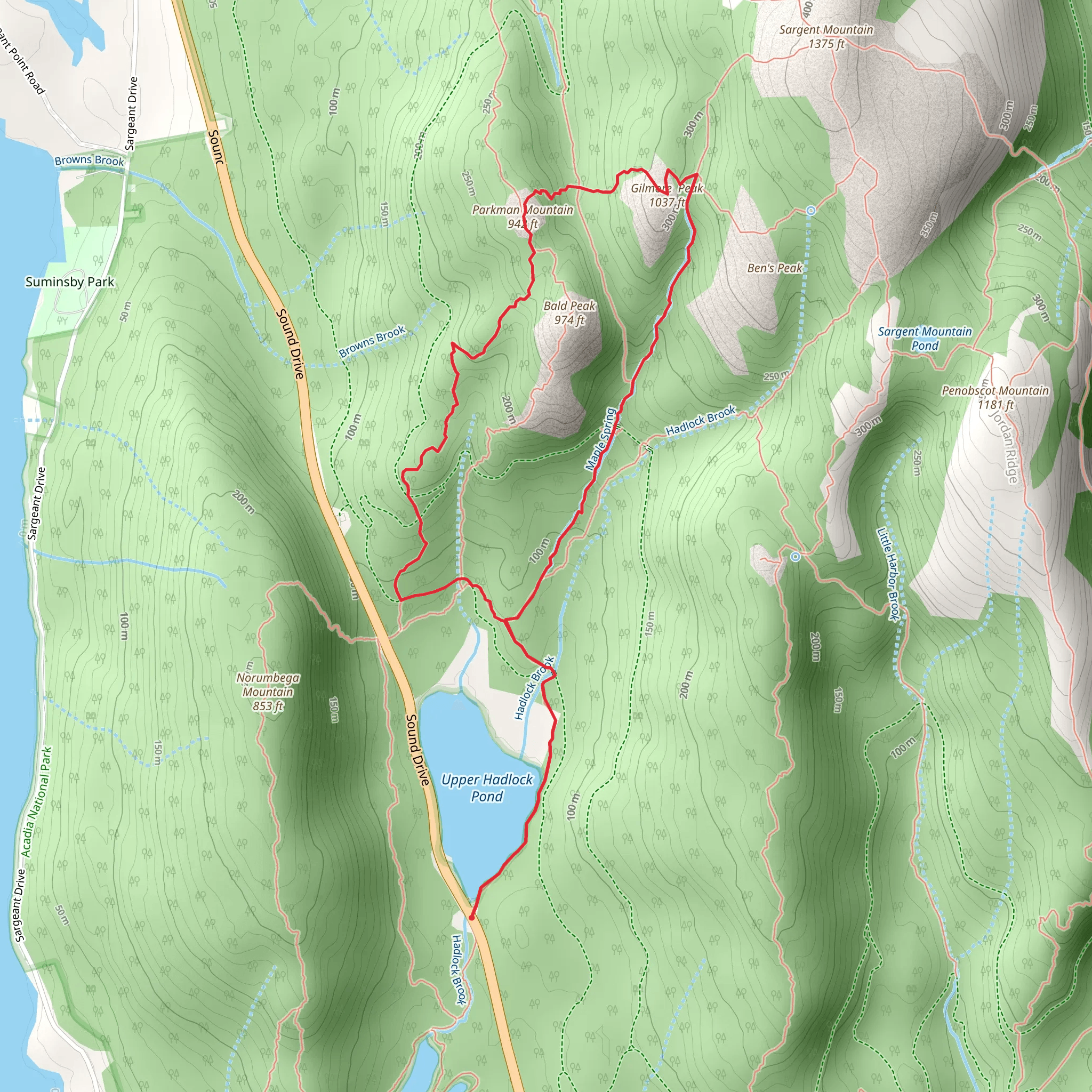 Parkman Mountain - Upper Hadlock Pond Loop mobile static map