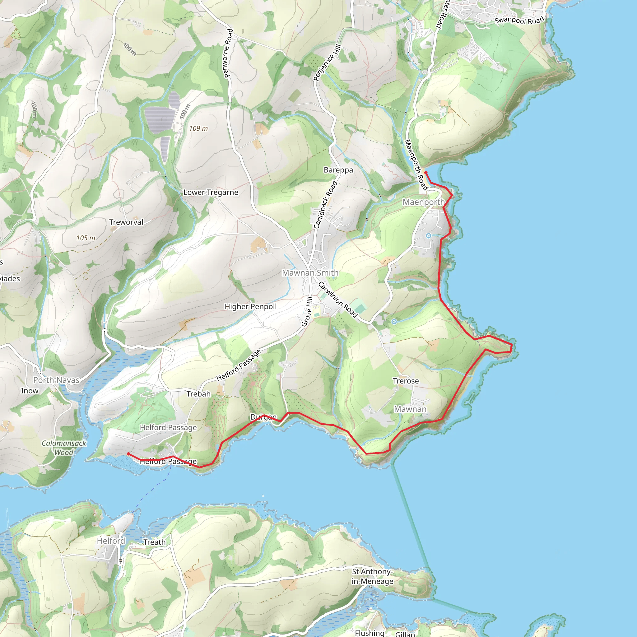 Pendra Loweth - Durgan and Helford Passage Walk mobile static map