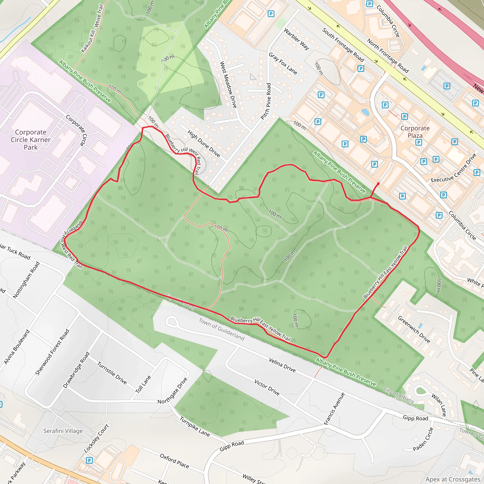 Blueberry Hill East Yellow Trail mobile static map