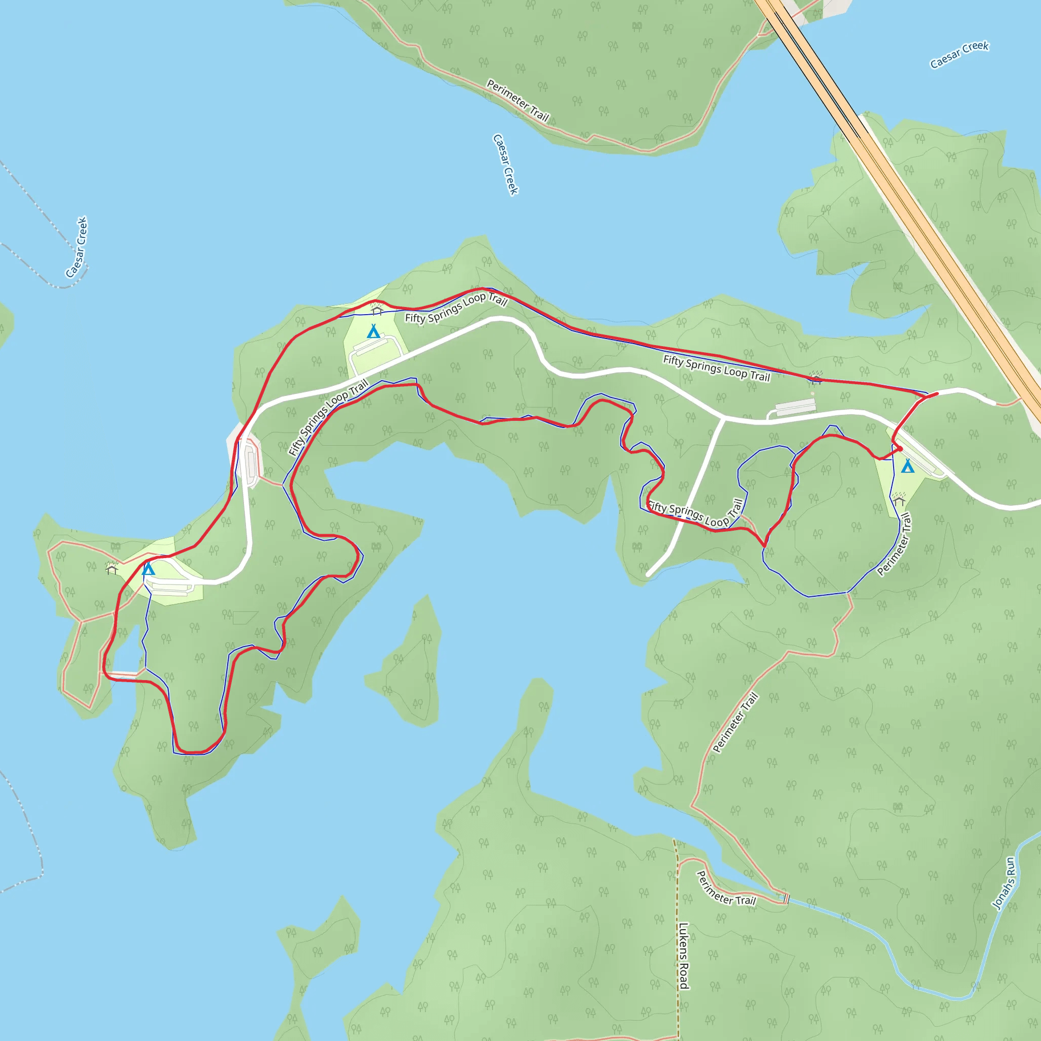 Caesar Creek Loop mobile static map