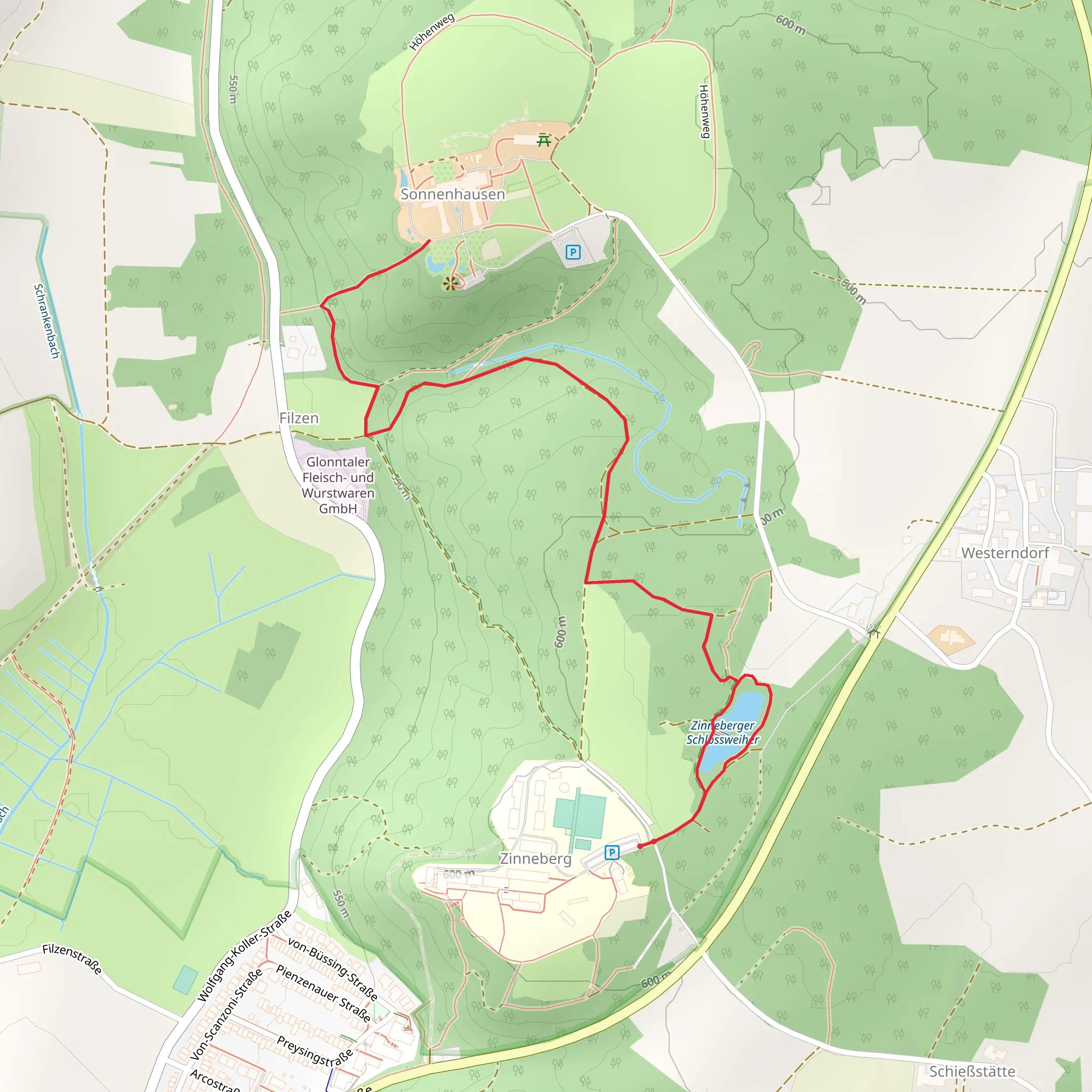 Zinneberg Schlossweiher and Filzen Walk mobile static map