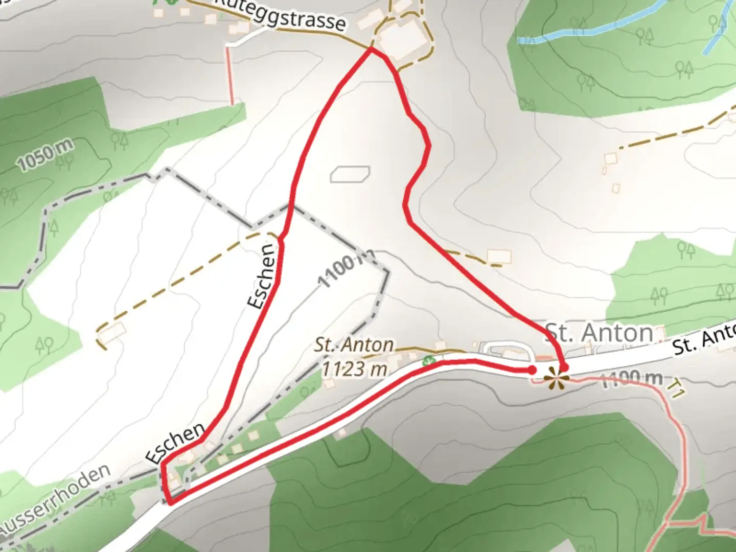 An image depicting the trail St Anton Short Loop Trail and its surrounding area.