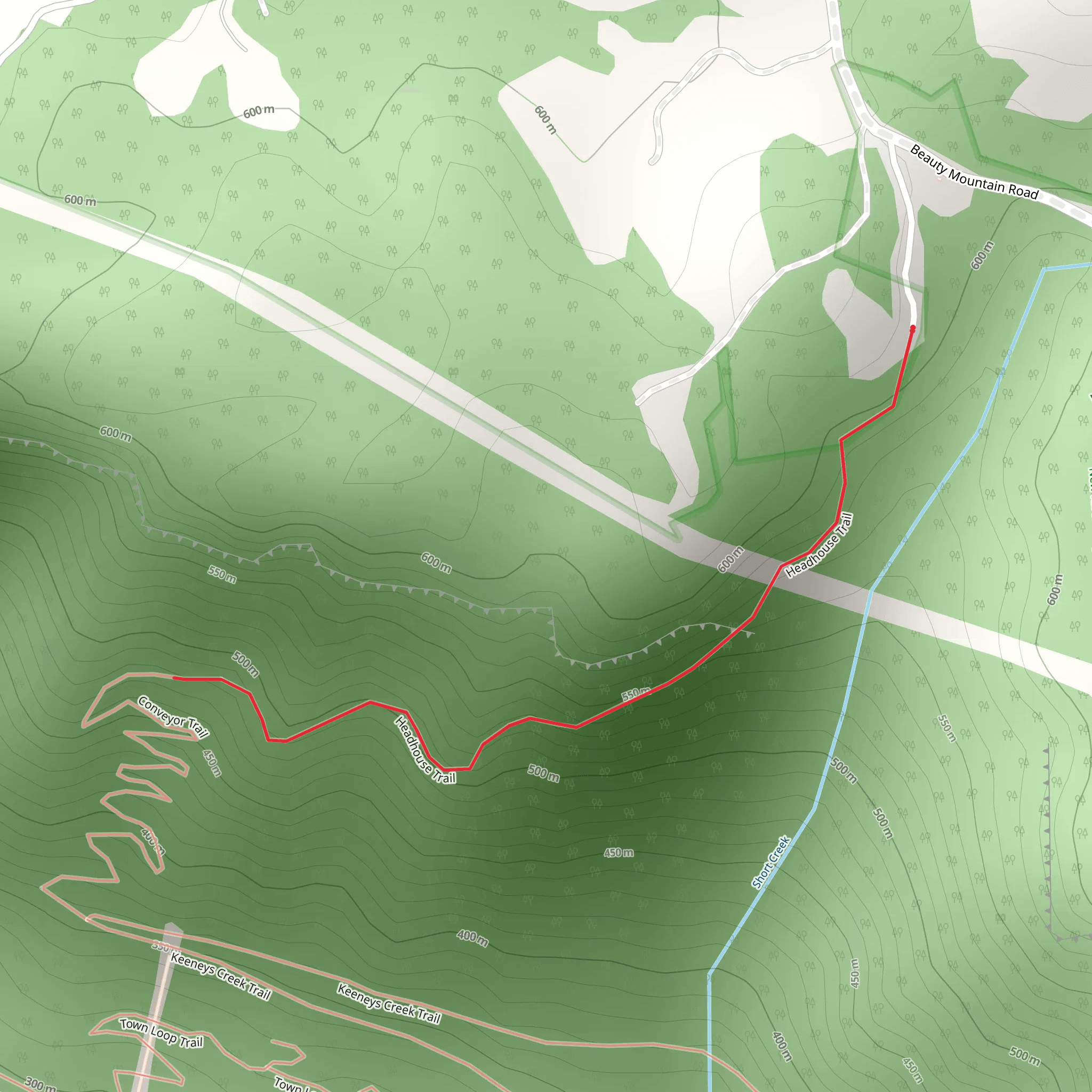 Headhouse Trail Out and Back mobile static map