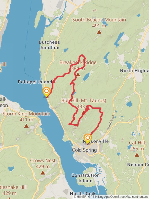 Bull Hill - Mt Taurus via Undercliff Trail mobile static map