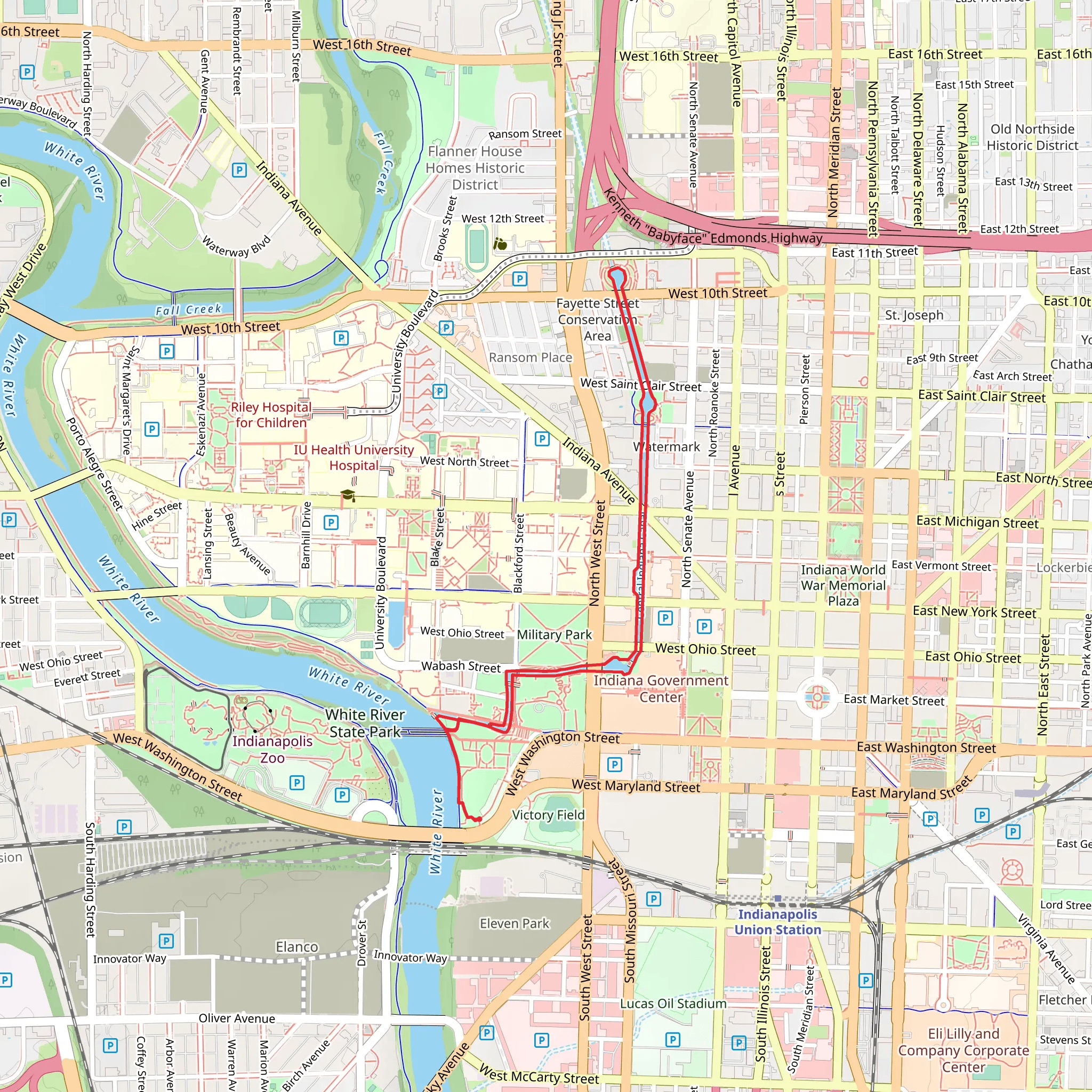 White River Wapahani and Central Indiana Canal Loop Walk mobile static map