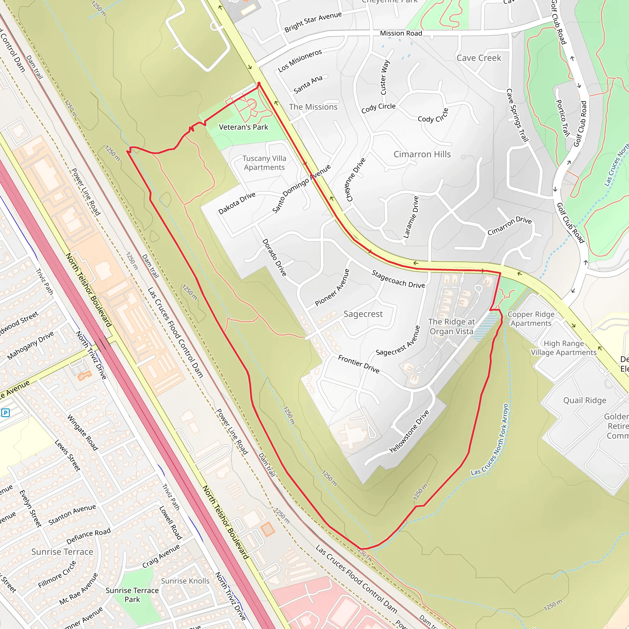 Veteran's Park to Sagecrest Park Loop mobile static map