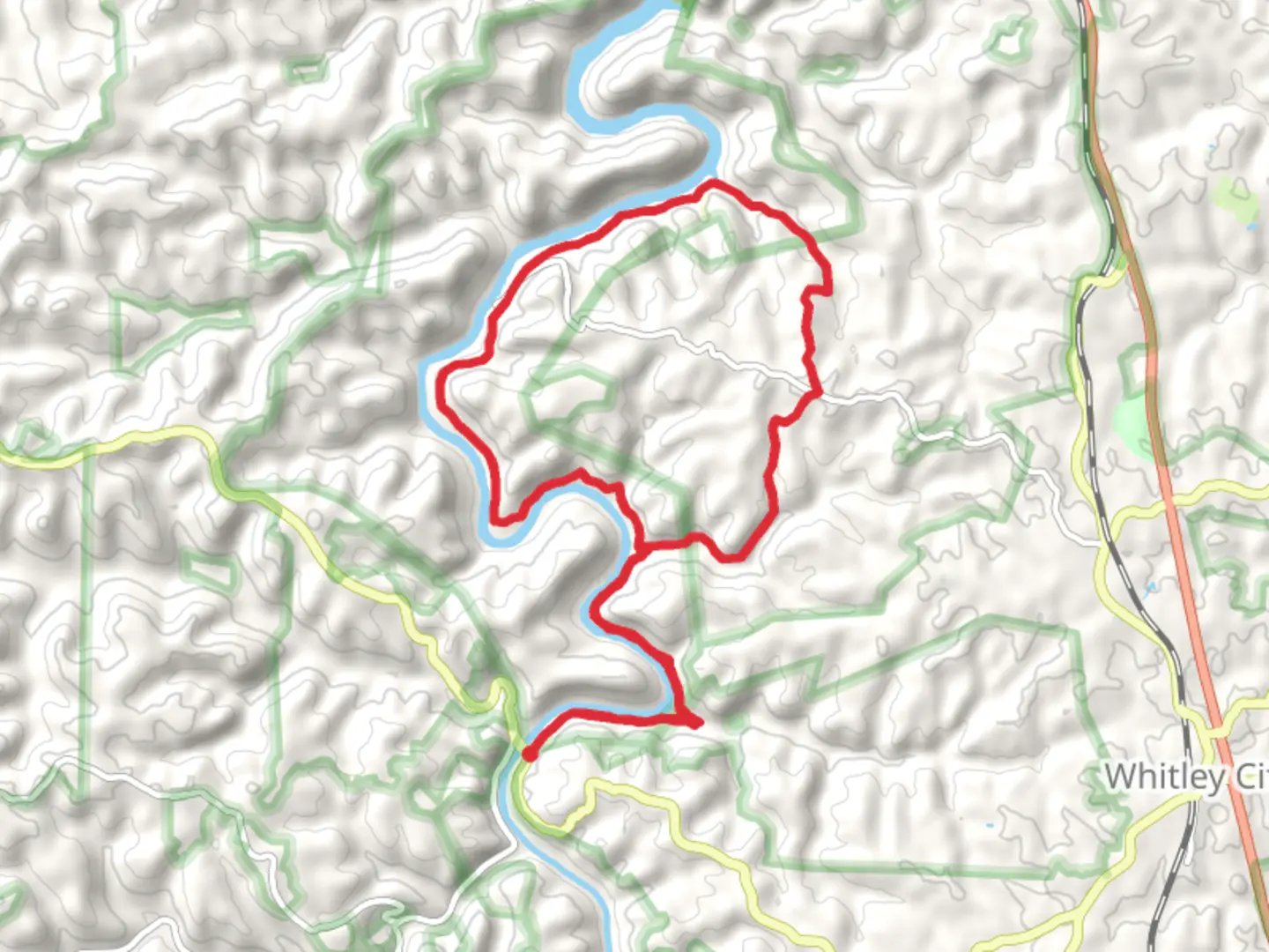 An image depicting the trail Sheltowee Trace, Negro Creek and Yahoo Creek Loop Trail and its surrounding area.