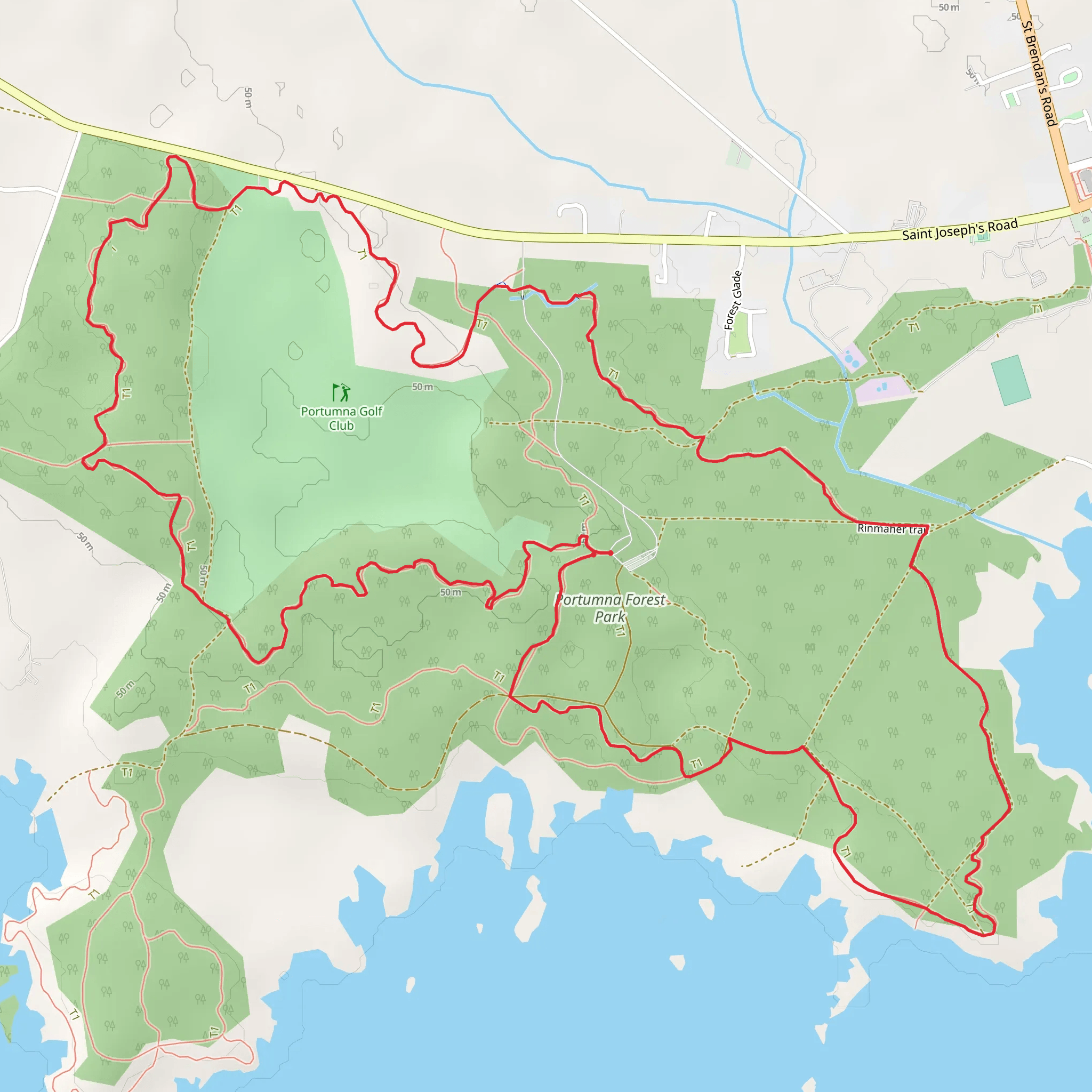 Portumna Forest Park - Rinmaher Walking Trail mobile static map