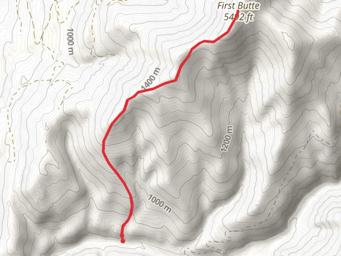 An image depicting the trail First Butte Trail and its surrounding area.