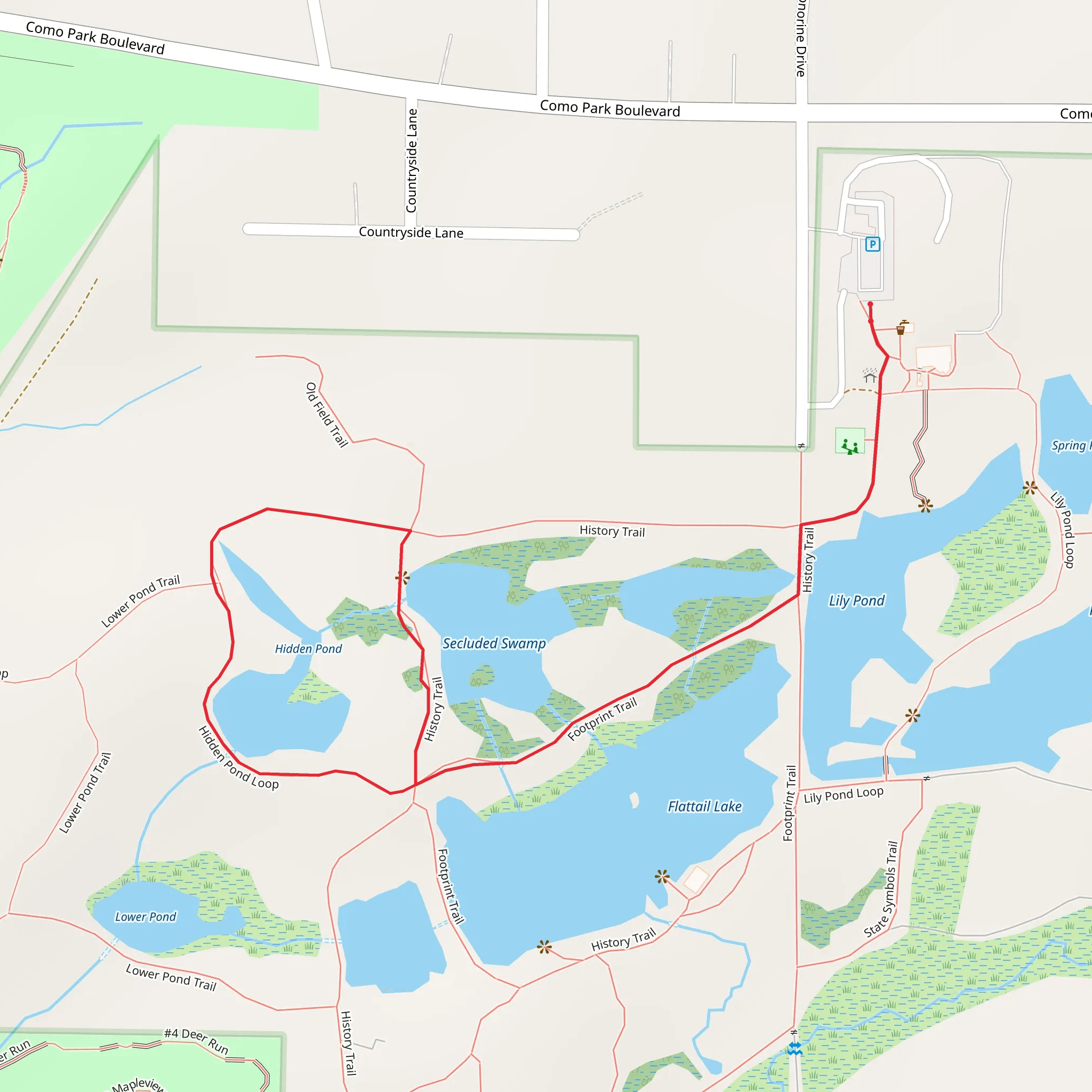 Lily Pond to Hidden Pond to Secluded Swamp Loop mobile static map