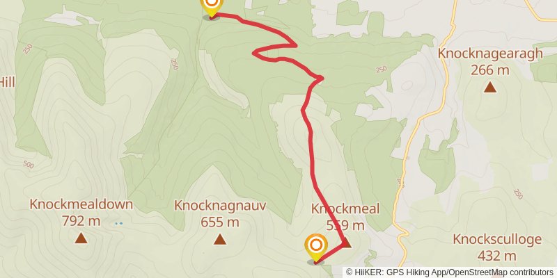 Knockmealdown and Knockmeal Walk from Balliniry stage 2 Map