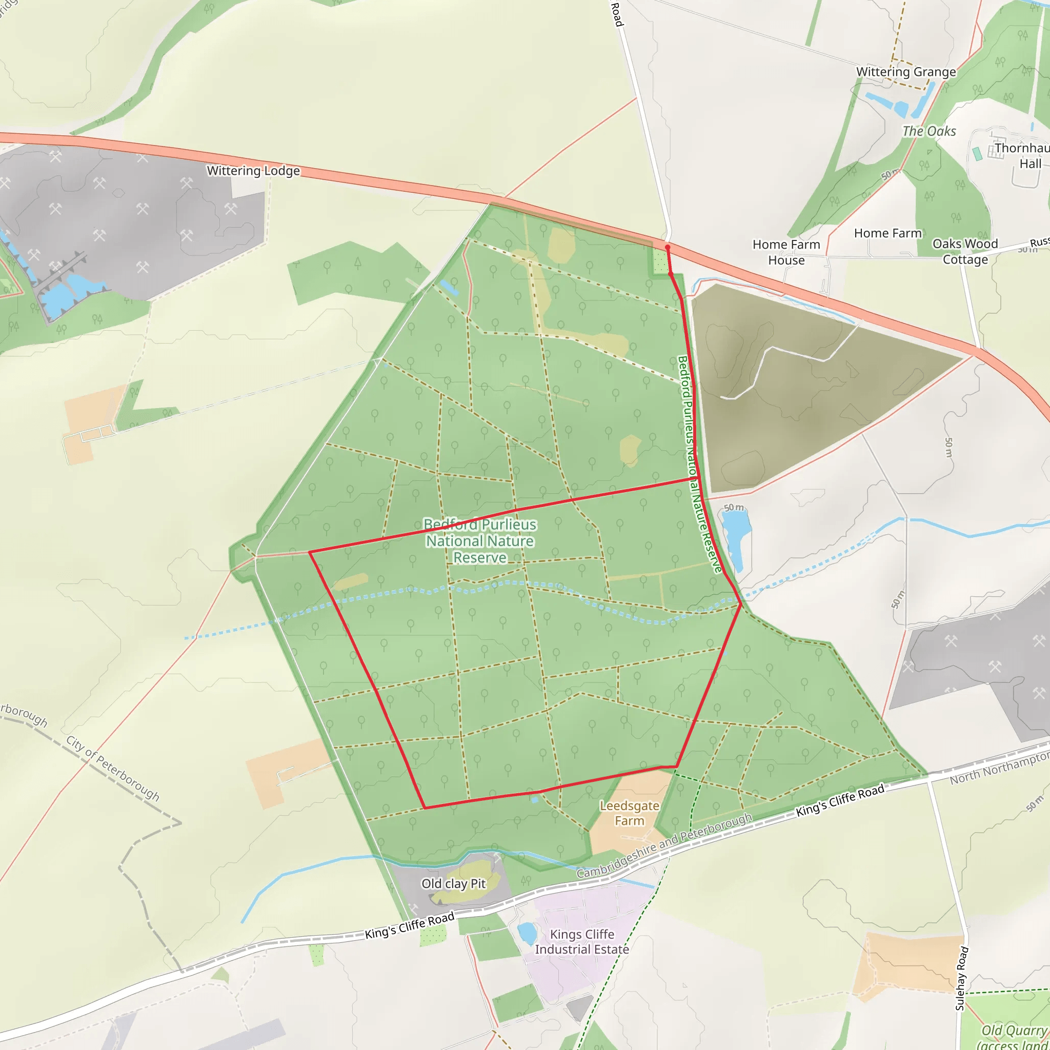 Bedford Purlieus National Nature Reserve Loop mobile static map