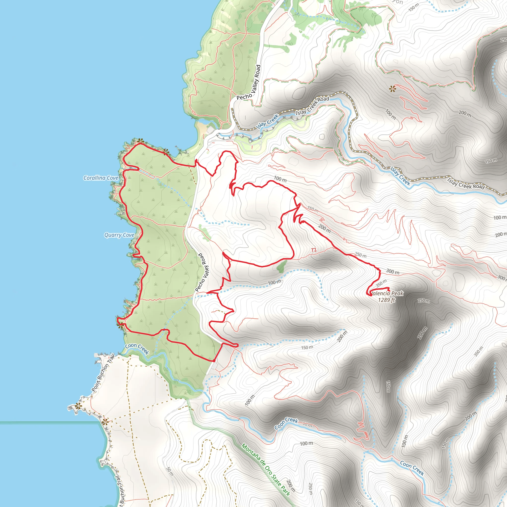 Valencia Peak via Bluff Trail and Badger Trail mobile static map
