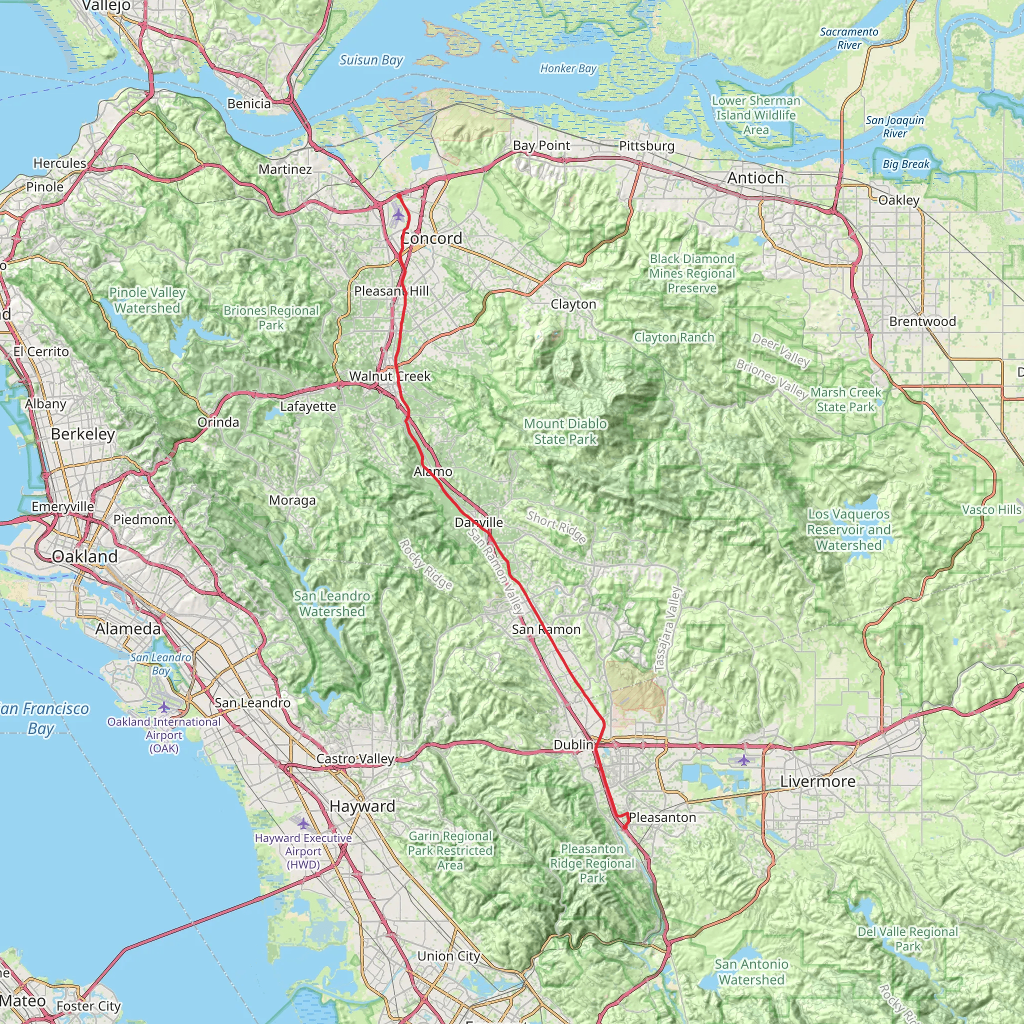 Iron Horse Trail and San Ramon Valley Trail mobile static map