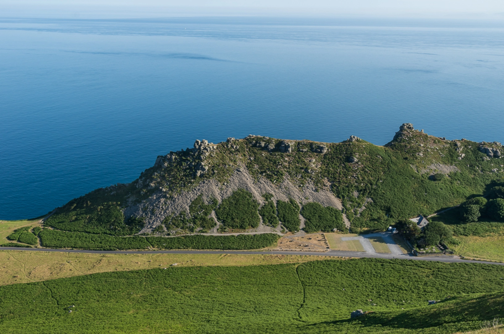 An image depicting the trail The Valley of Rocks and Croscombe Wood and its surrounding area.