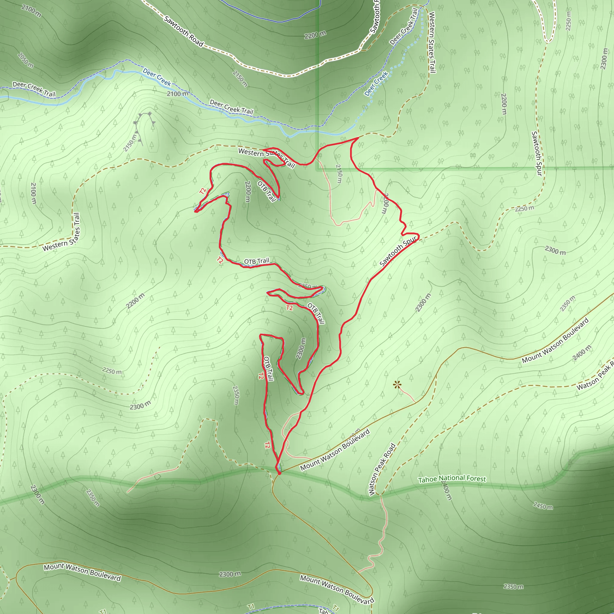 Western State Tahoe Rim Connector Trail mobile static map