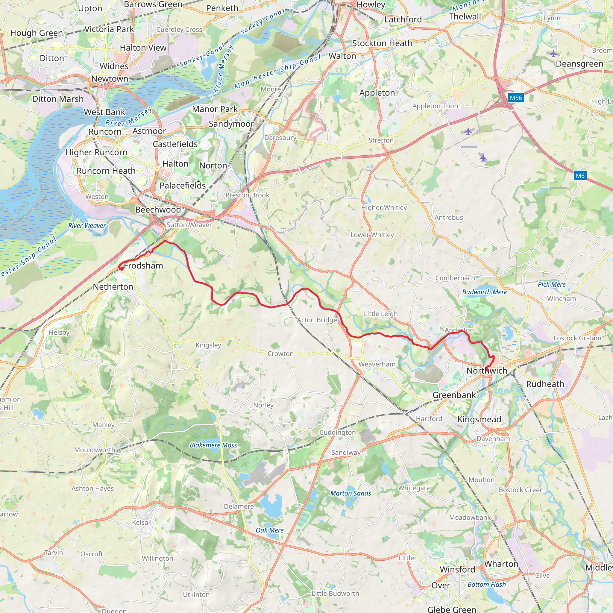 Frodsham to Northwich Walk mobile static map