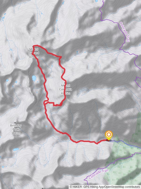 Mount Columbia and Mount Harvard via Horn Fork Basin Loop Trail