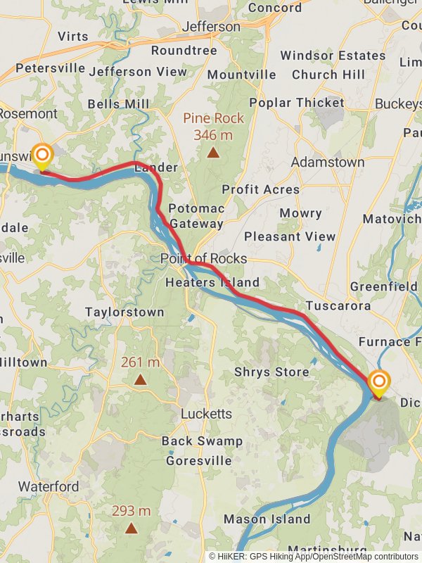 Chesapeake and Ohio Canal Trail mobile static map