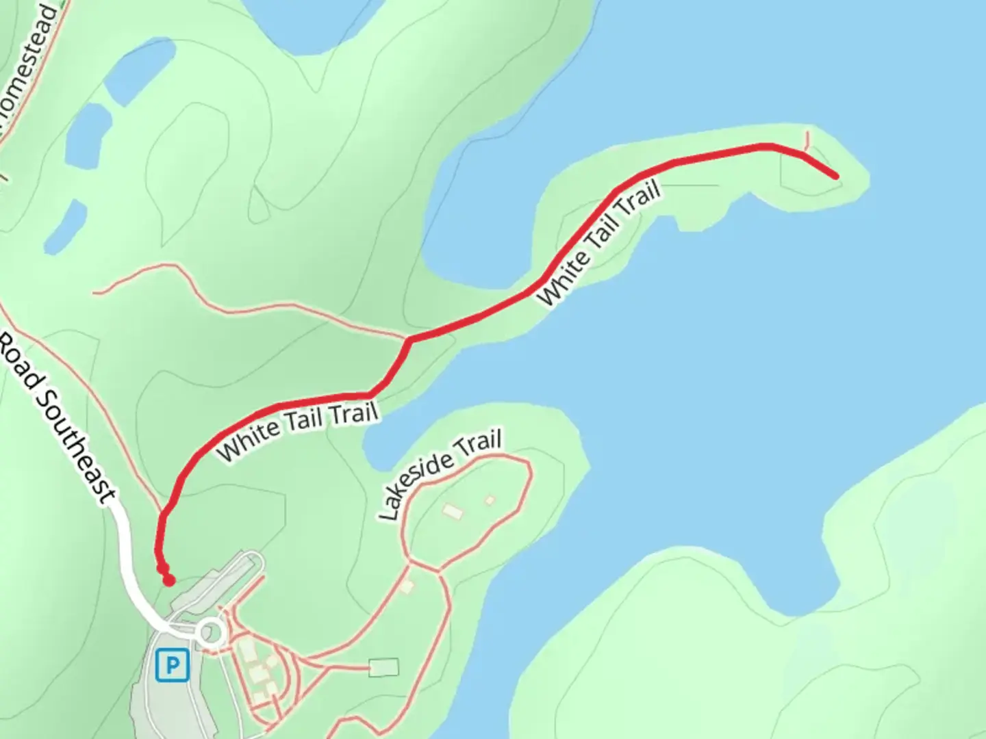 An image depicting the trail White Tail Trail and its surrounding area.