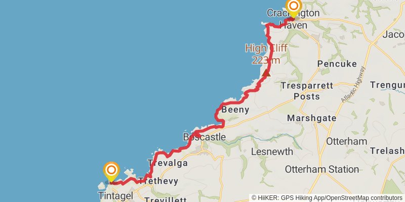 South West Coast Path - Clovelly to Tintagel stage 5 Map
