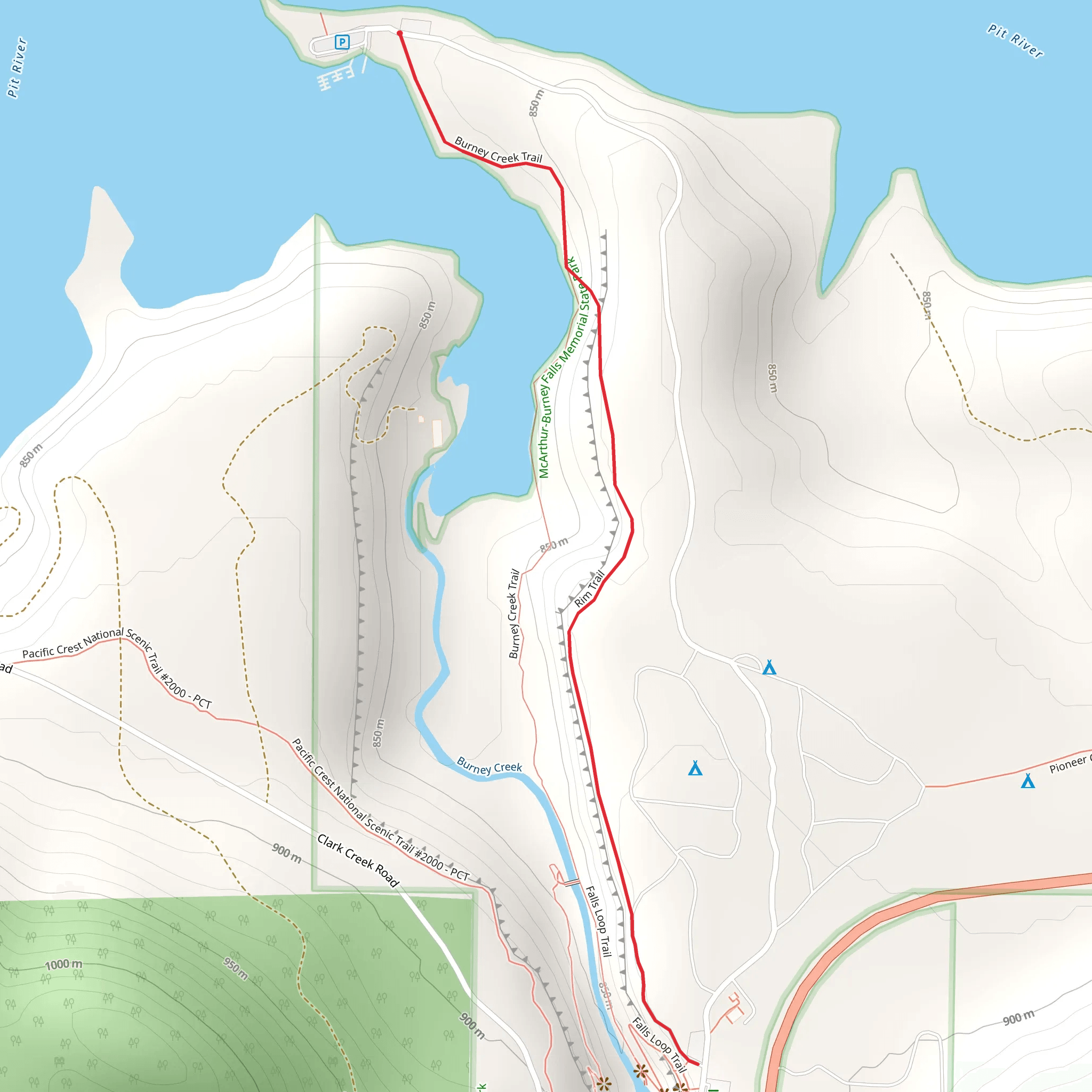 Burney Creek and Rim Trail mobile static map