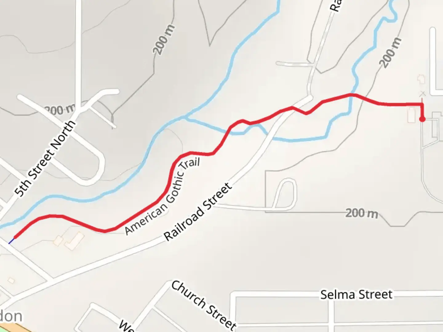 An image depicting the trail American Gothic Trail and its surrounding area.