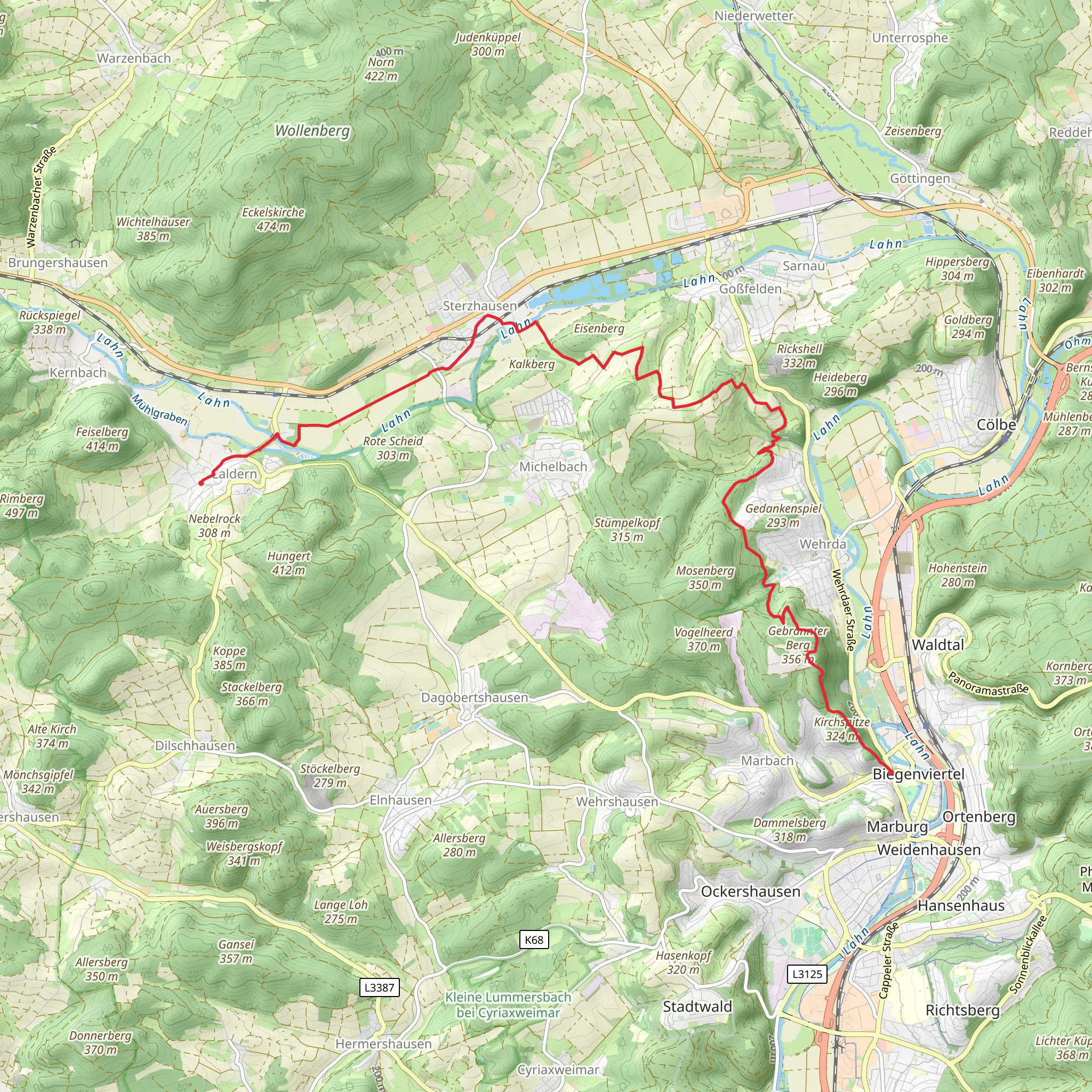 Caldern to Marburg Walk mobile static map