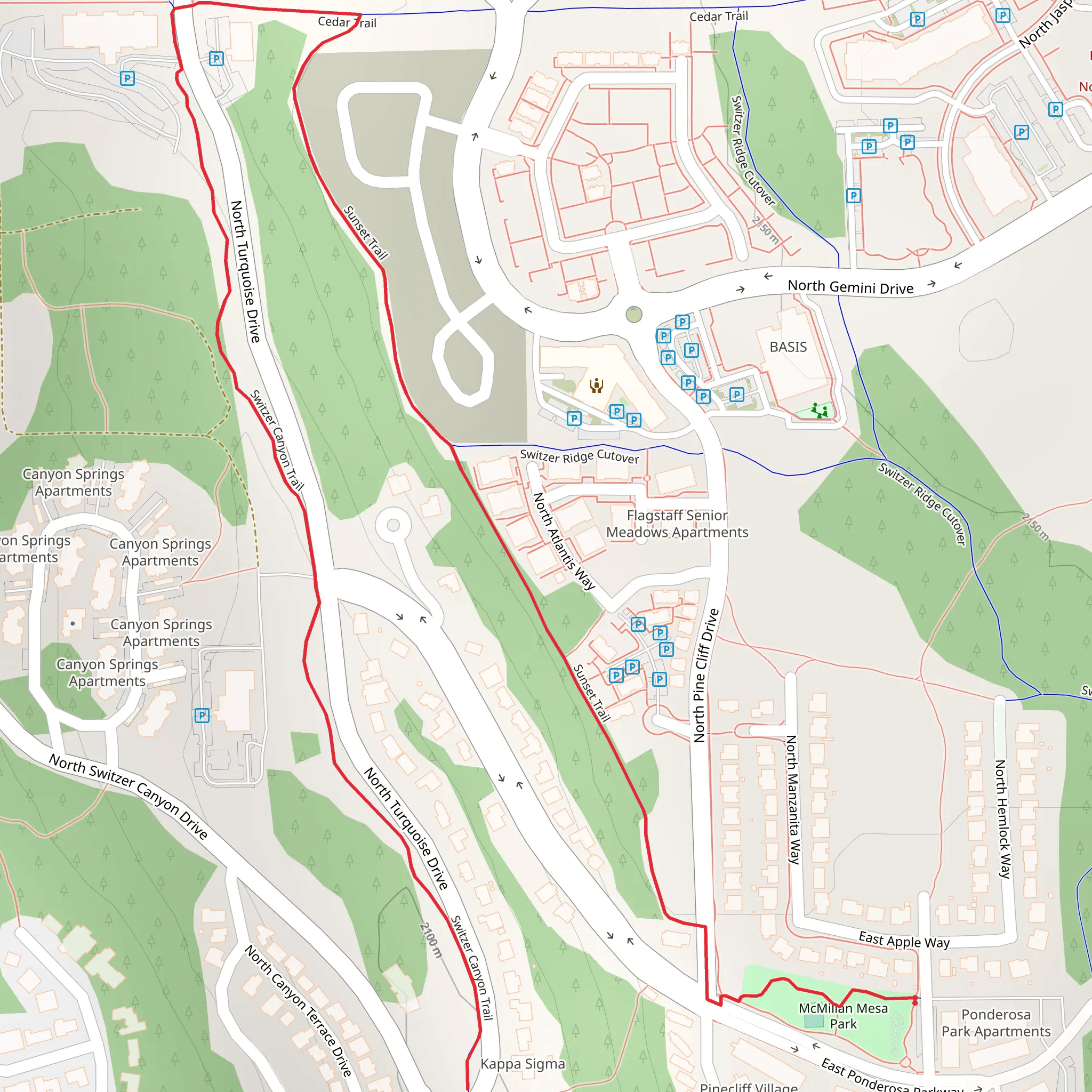 Sunset Trail and Flagstaff Urban Trail System mobile static map