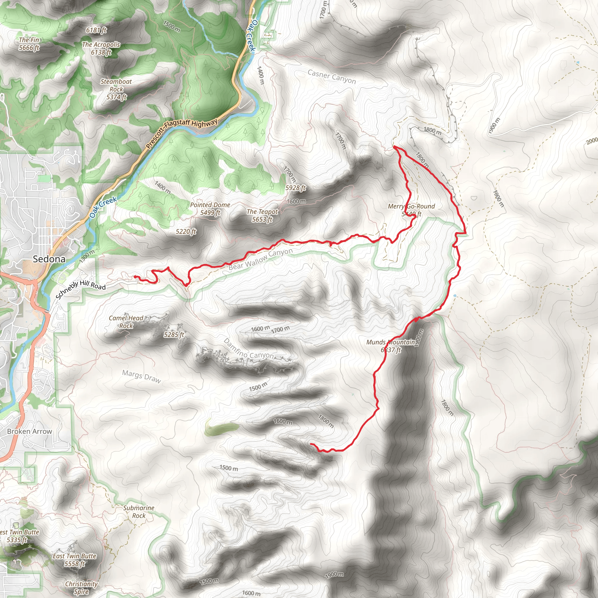 Munds Mountain via Munds Wagon Trail mobile static map