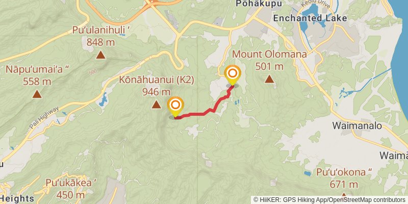 Ko'olau Summit Trail spur 6 Map