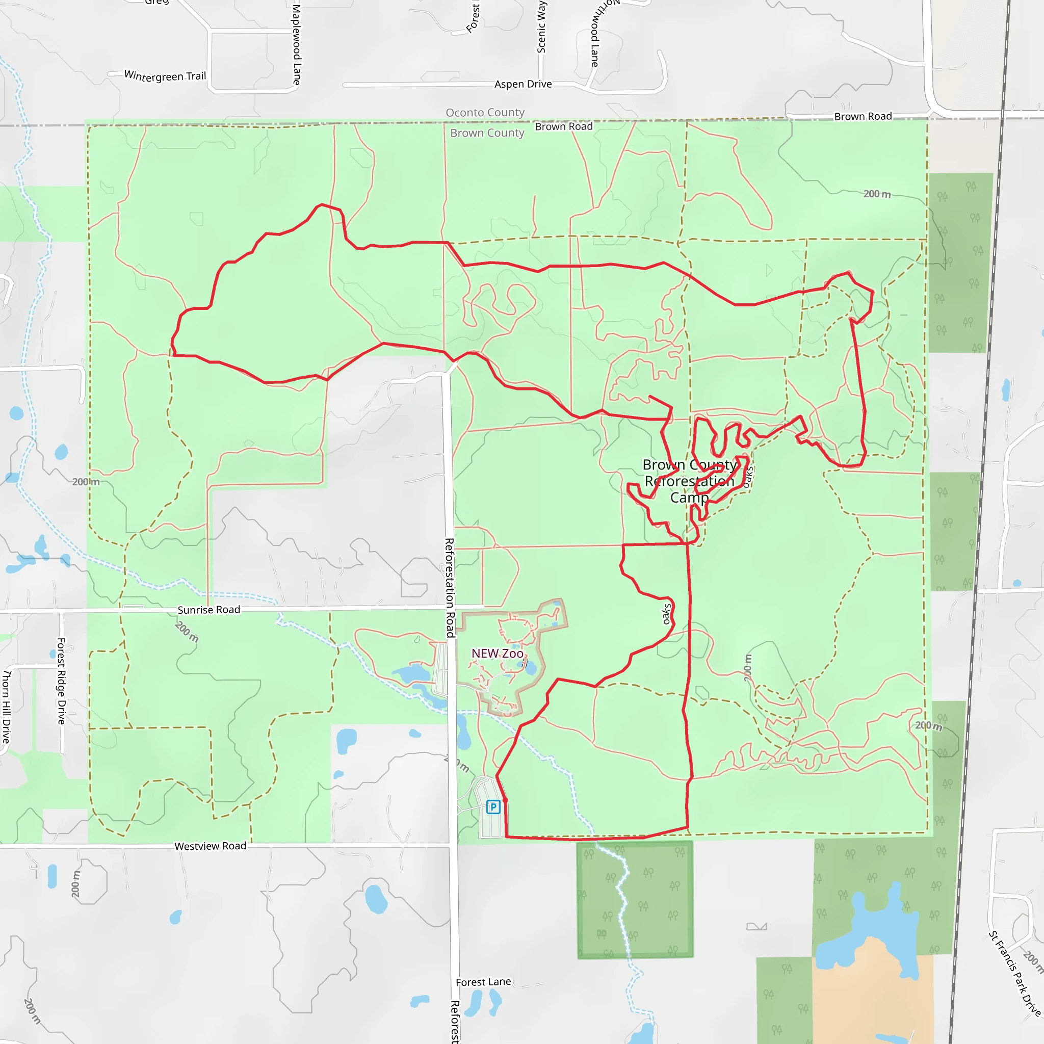 Oaks Loop - Brown County Reforestation Camp mobile static map