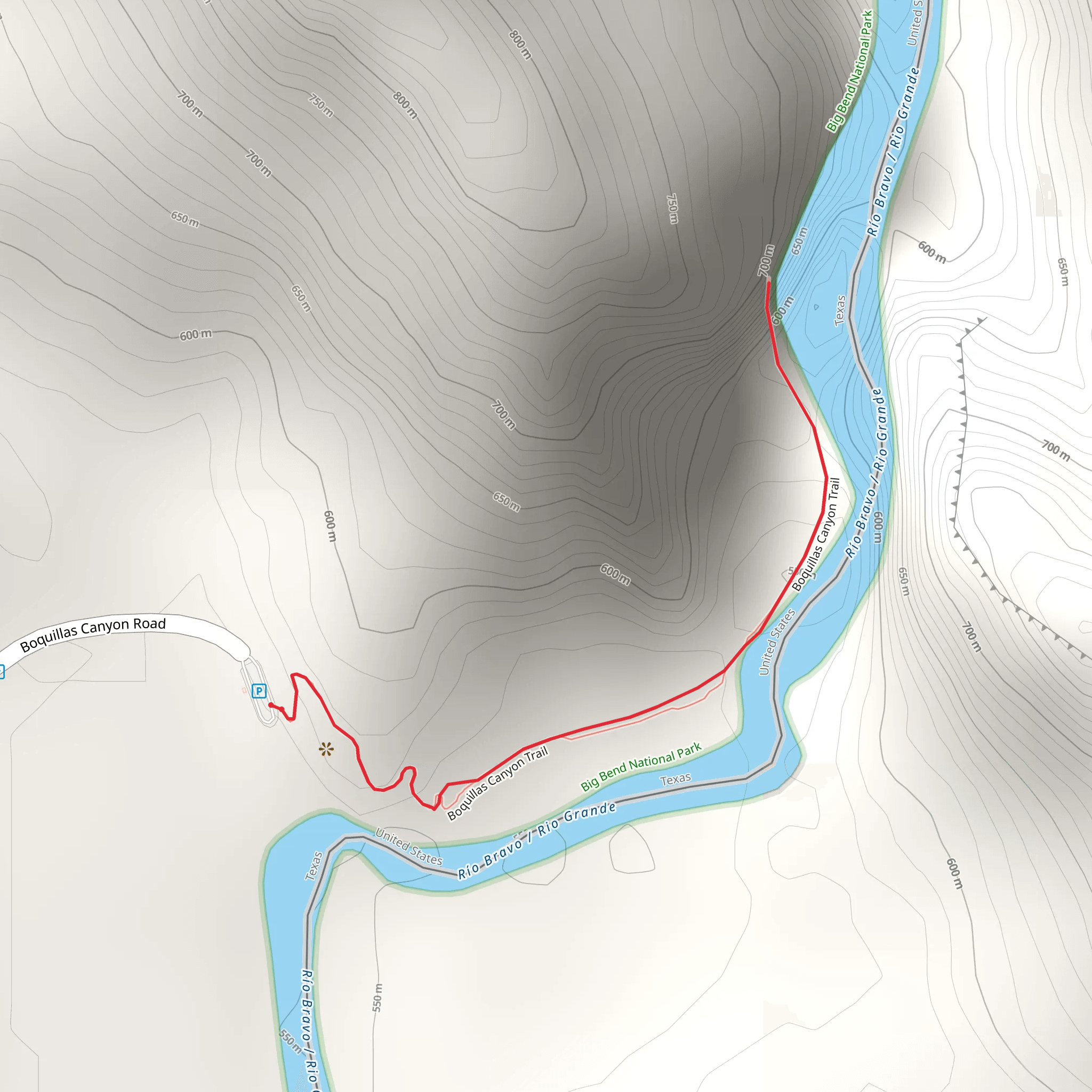 Boquillas Canyon Trail mobile static map