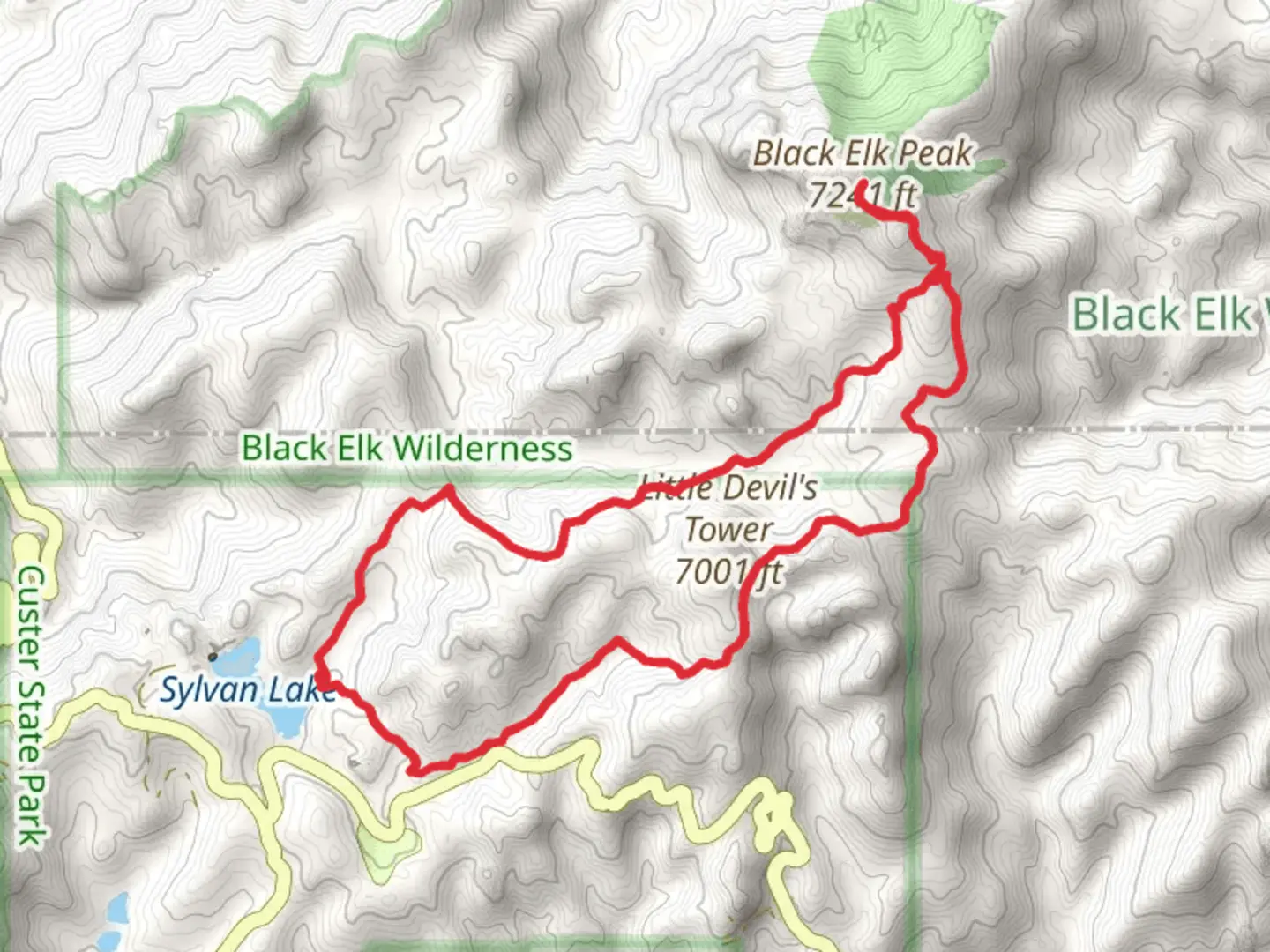 An image depicting the trail Little Devil's and Black Elk Loop and its surrounding area.