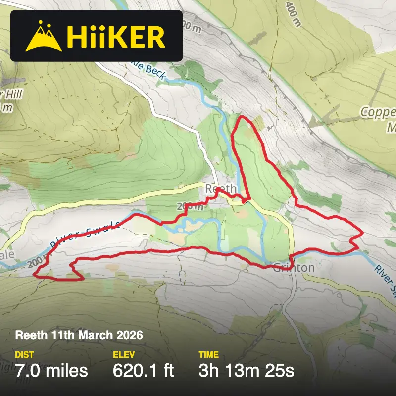 A map preview of the recording Reeth 11th March 2026.
