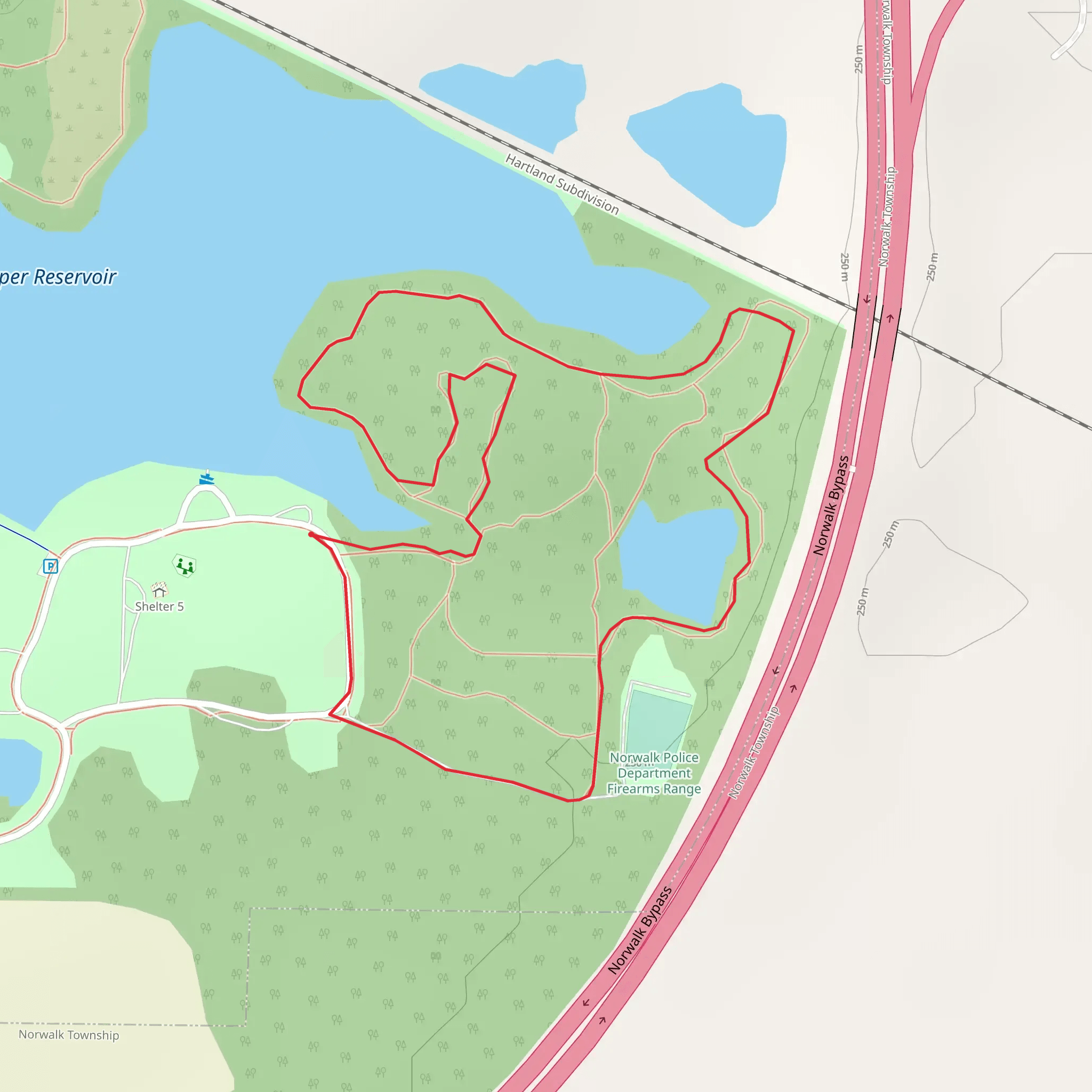 Upper Reservoir East Shore Loop mobile static map