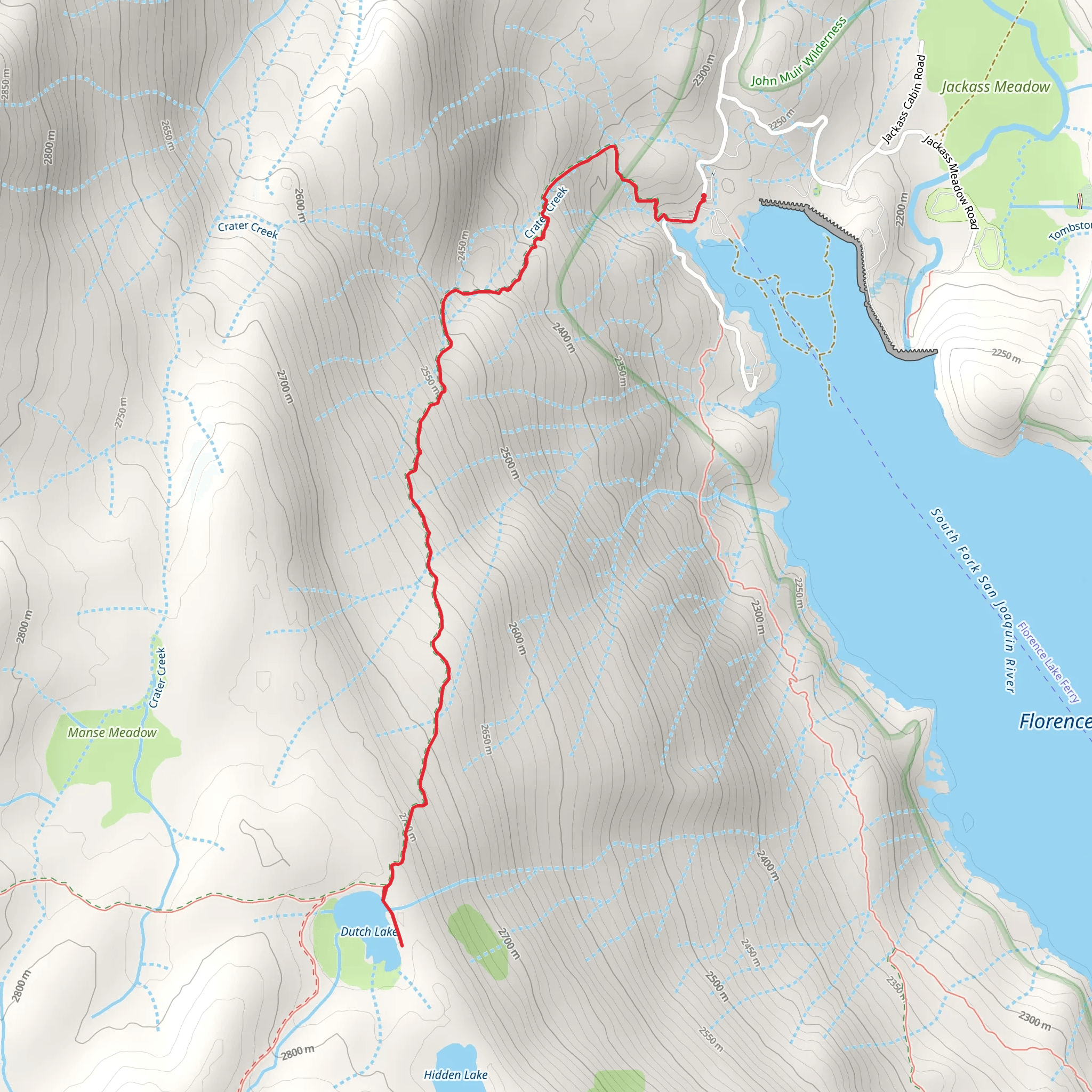 Dutch Lake via Crater Lake Trail mobile static map