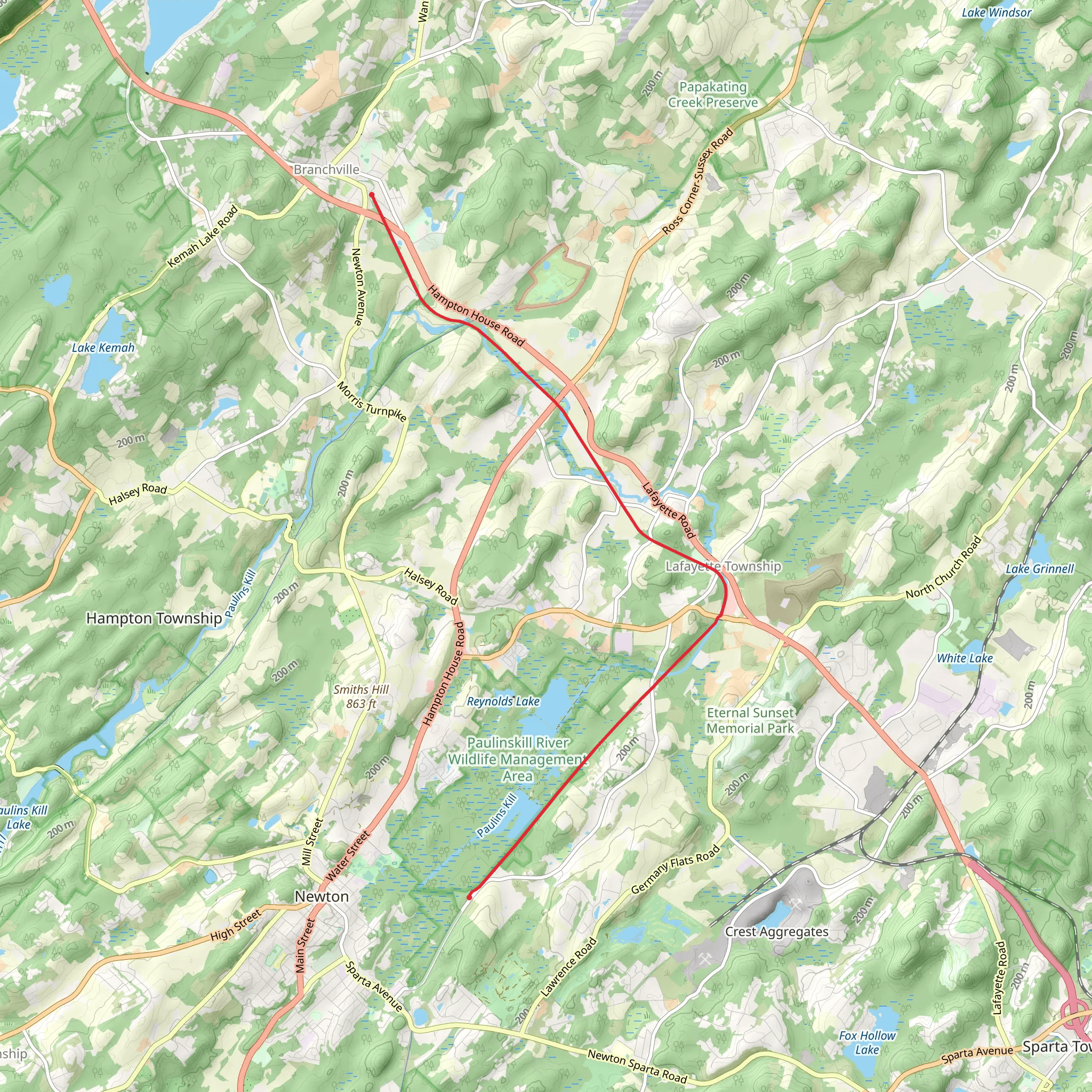 Sussex Branch Trail Out and Back mobile static map