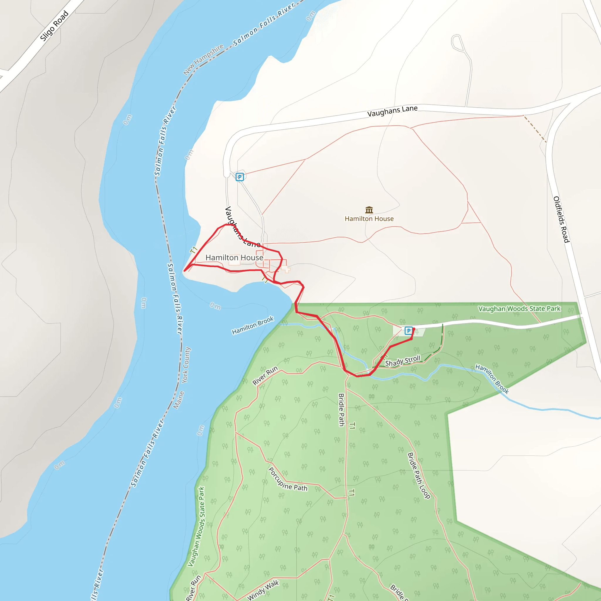 Salmon Falls River and Hamilton Brook mobile static map