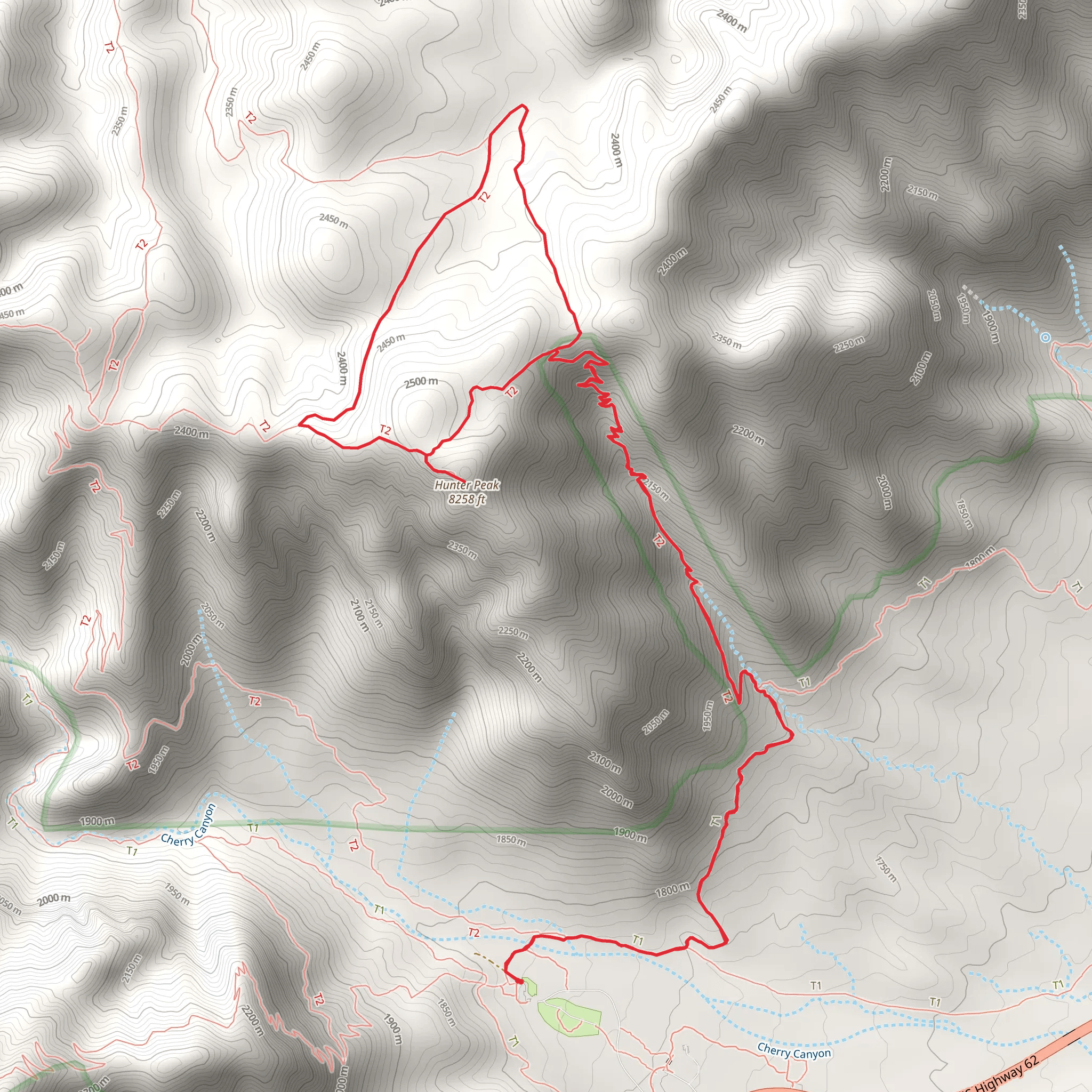 The Bowl and Hunter Peak via Frijole and Bear Canyon Trail mobile static map