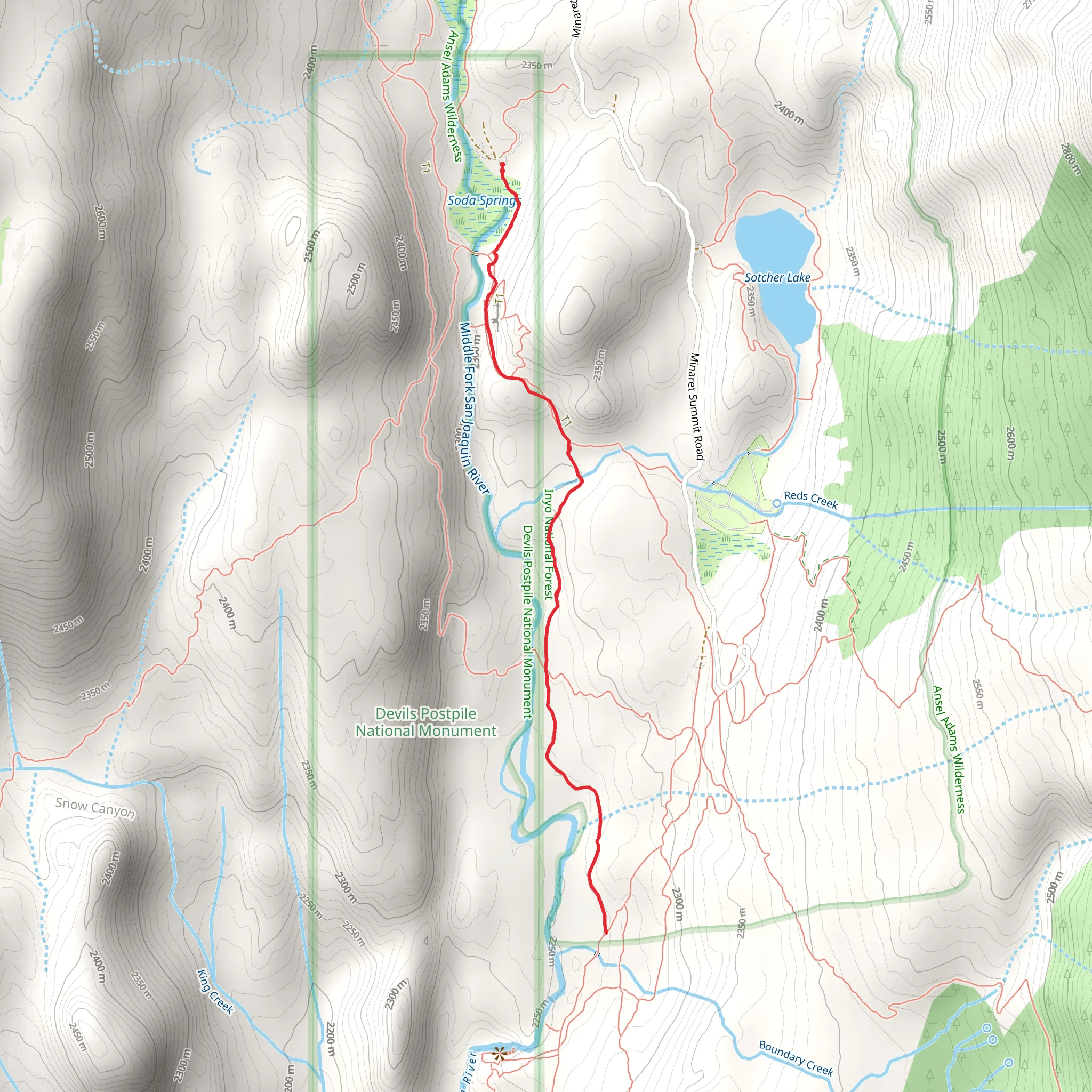 Devil's Postpile Boundary Trail mobile static map