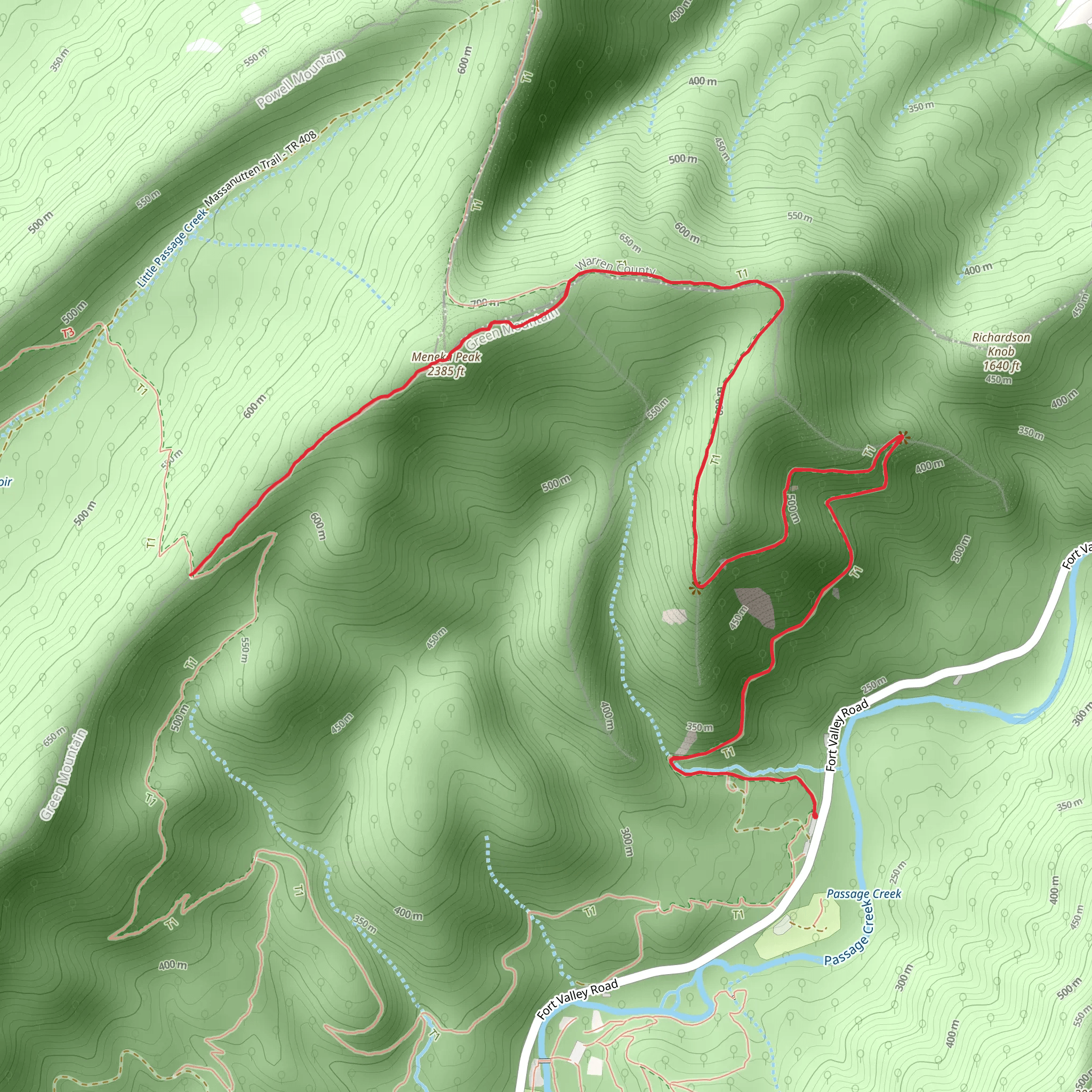 Meneka Peak Trail mobile static map