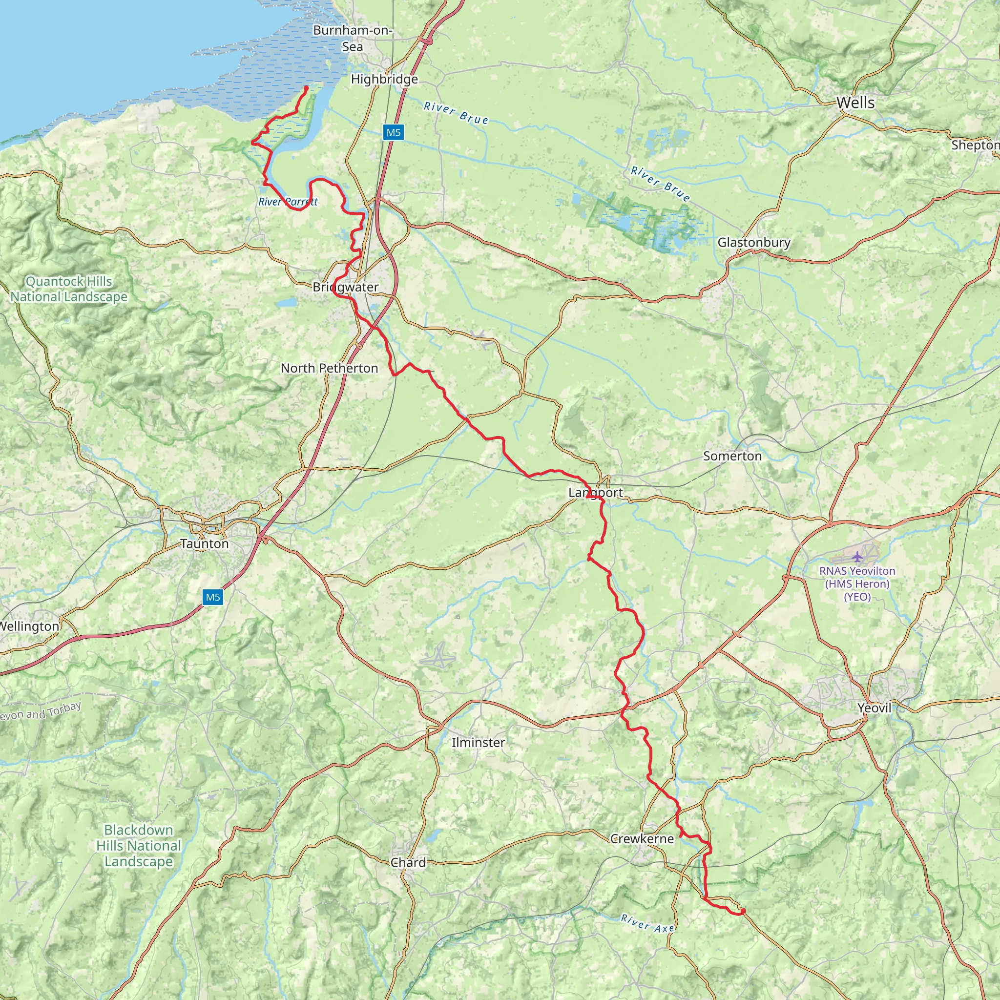 River Parrett Trail mobile static map