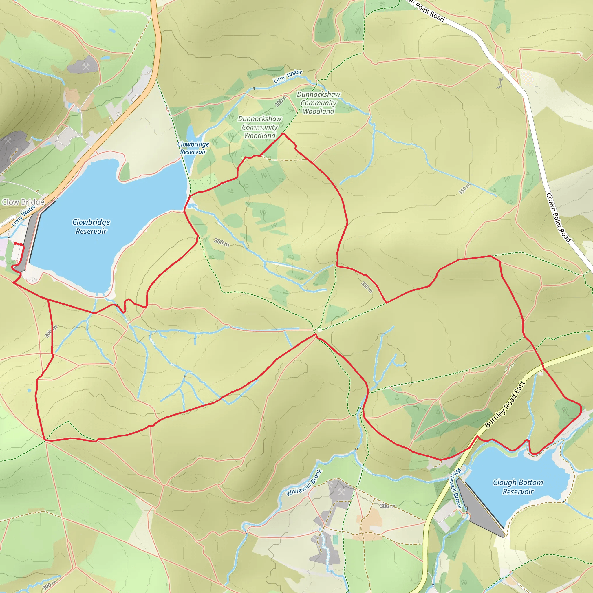 Memorial Forest and Clough Bottom Reservoir mobile static map