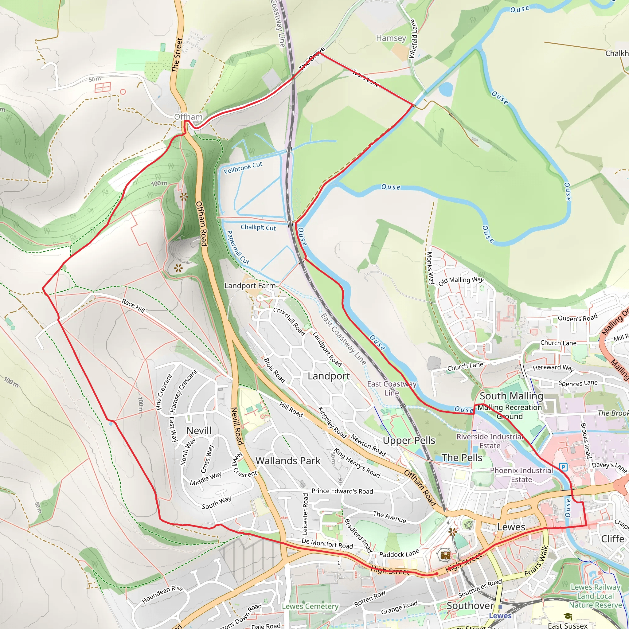 Lewes Circular River Walk mobile static map