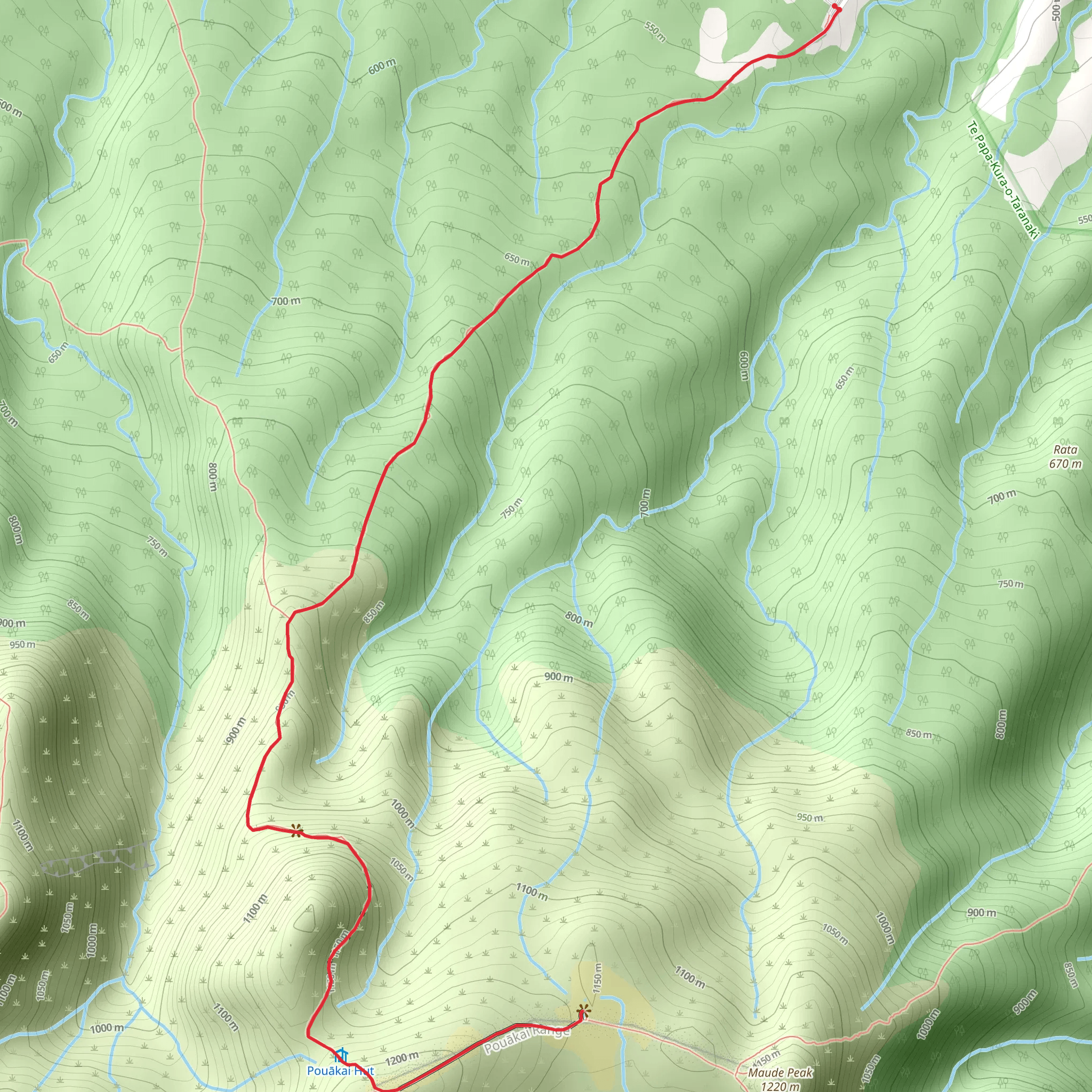 Pouakai Tarns via Mangorei Track and Pouakai Hut mobile static map